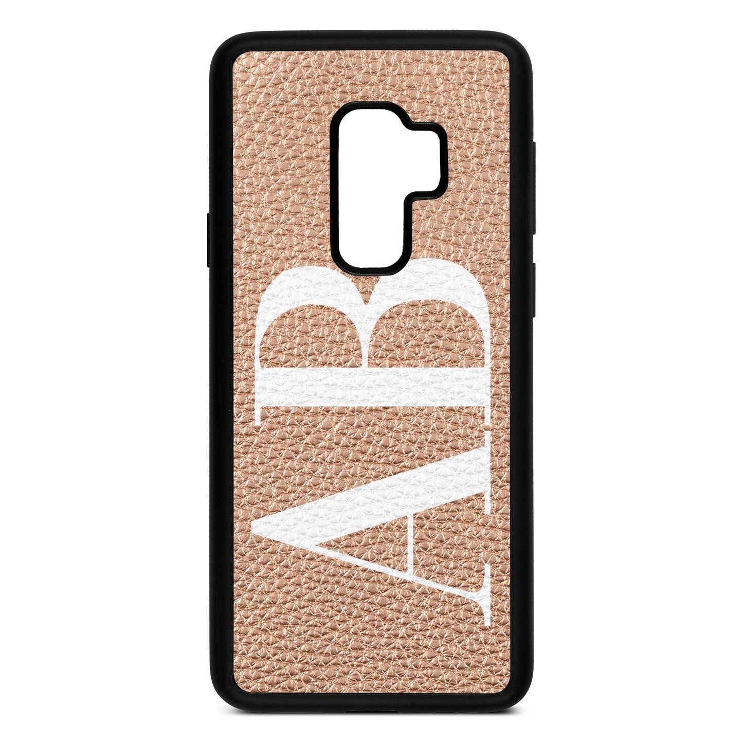 Personalised Bold Font Rose Gold Pebble Leather Samsung S9 Plus Case