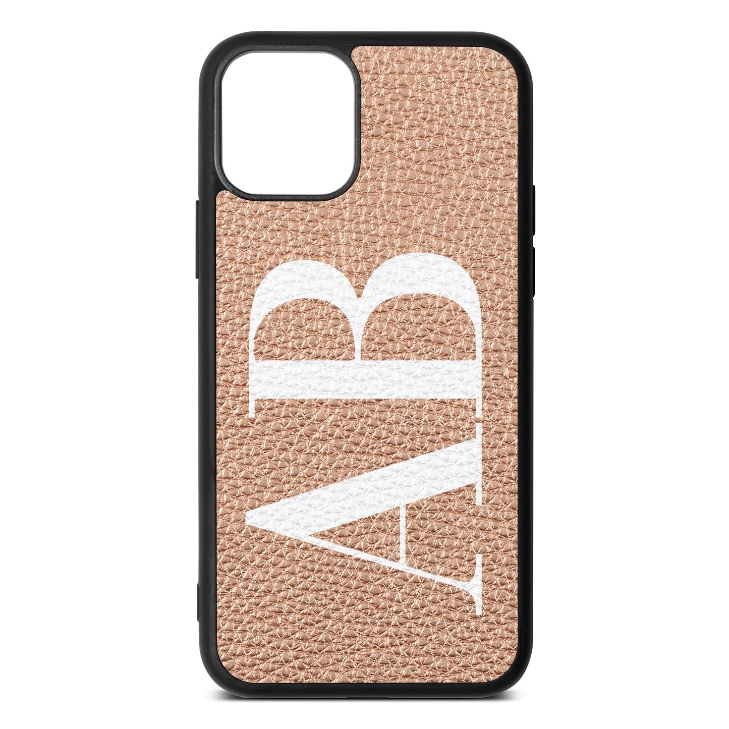 Personalised Bold Font Rose Gold Pebble Leather iPhone 11 Case