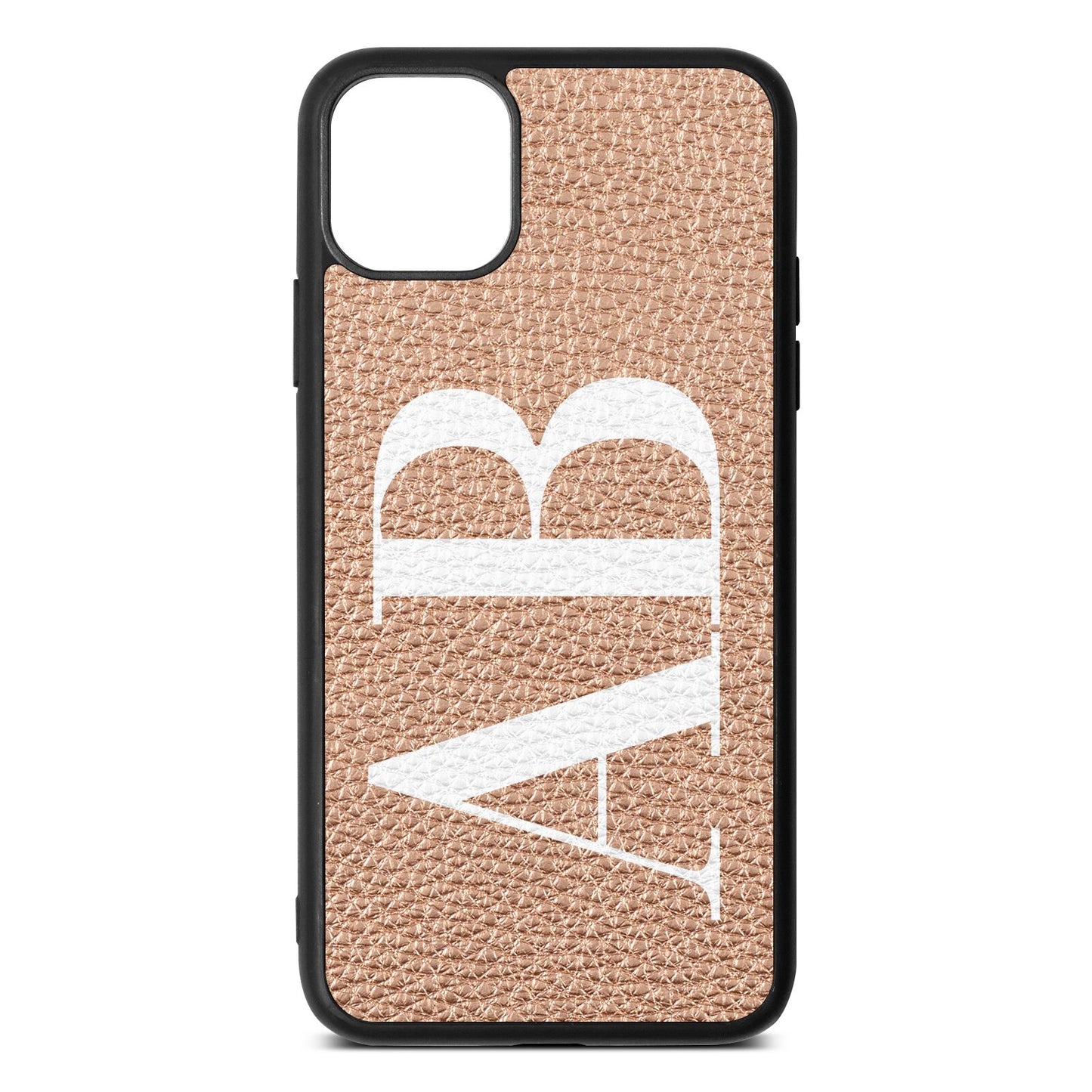 Personalised Bold Font Rose Gold Pebble Leather iPhone 11 Pro Max Case