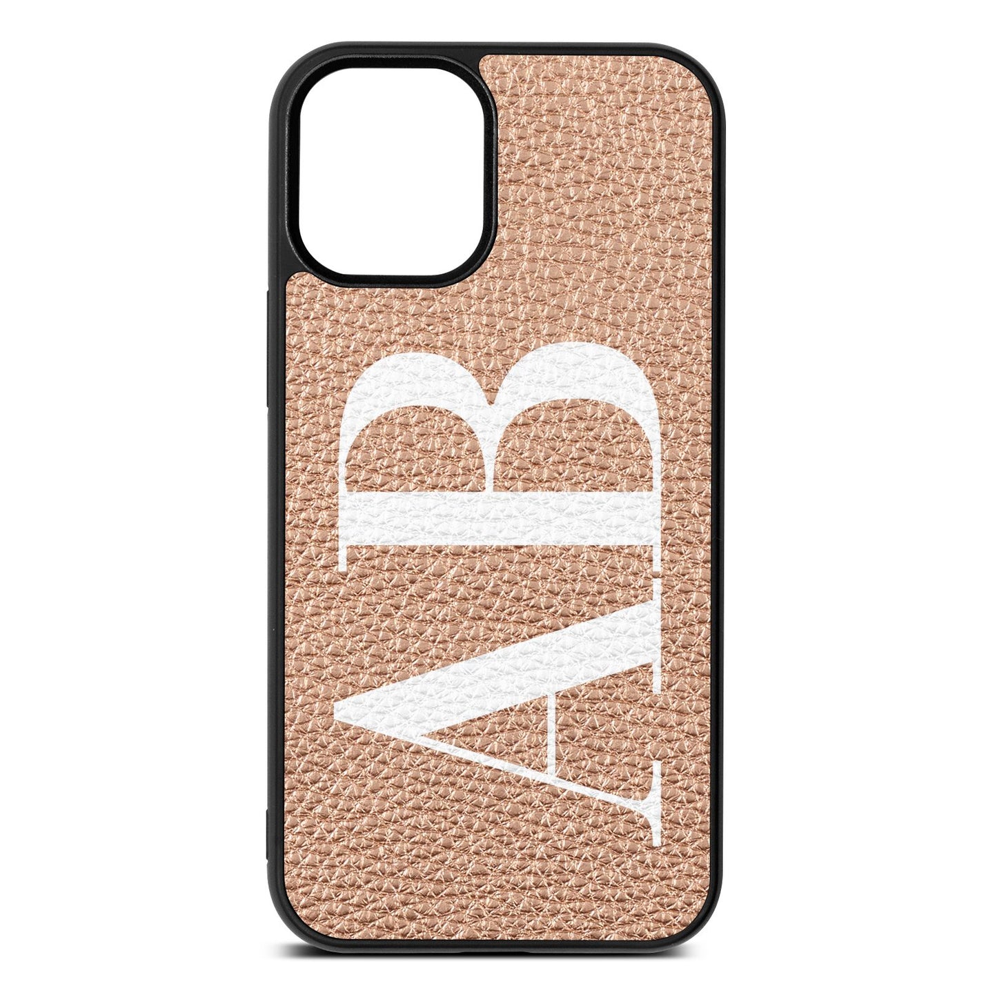 Personalised Bold Font Rose Gold Pebble Leather iPhone 12 Mini Case
