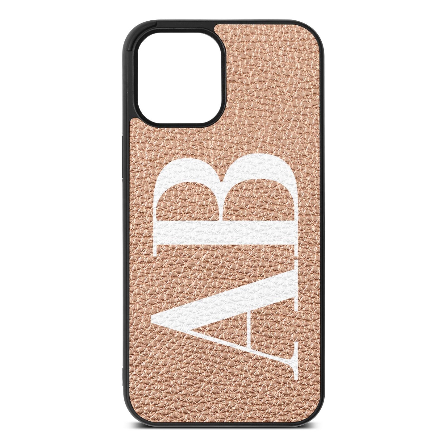 Personalised Bold Font Rose Gold Pebble Leather iPhone 12 Pro Max Case