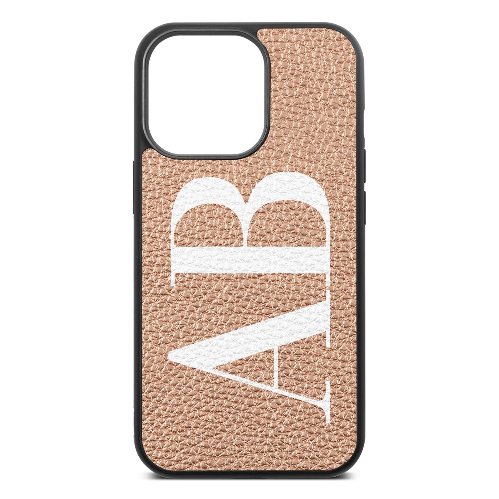 Personalised Bold Font Rose Gold Pebble Leather iPhone 13 Pro Case