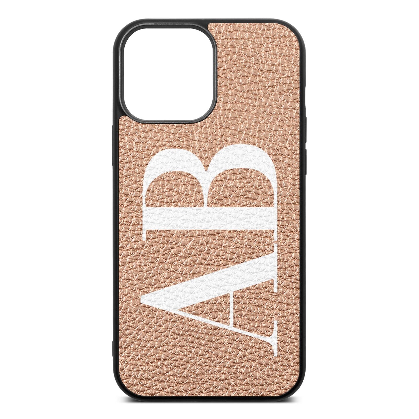 Personalised Bold Font Rose Gold Pebble Leather iPhone 13 Pro Max Case