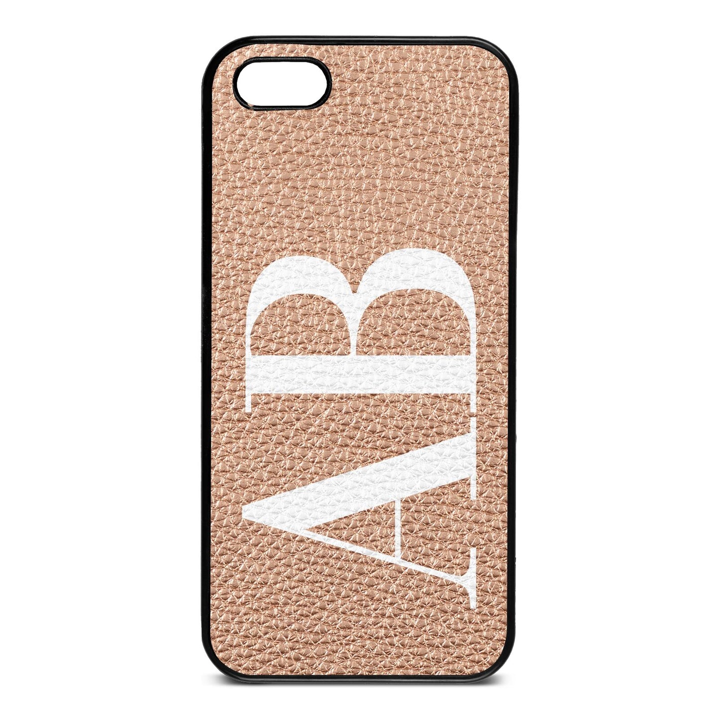 Personalised Bold Font Rose Gold Pebble Leather iPhone 5 Case
