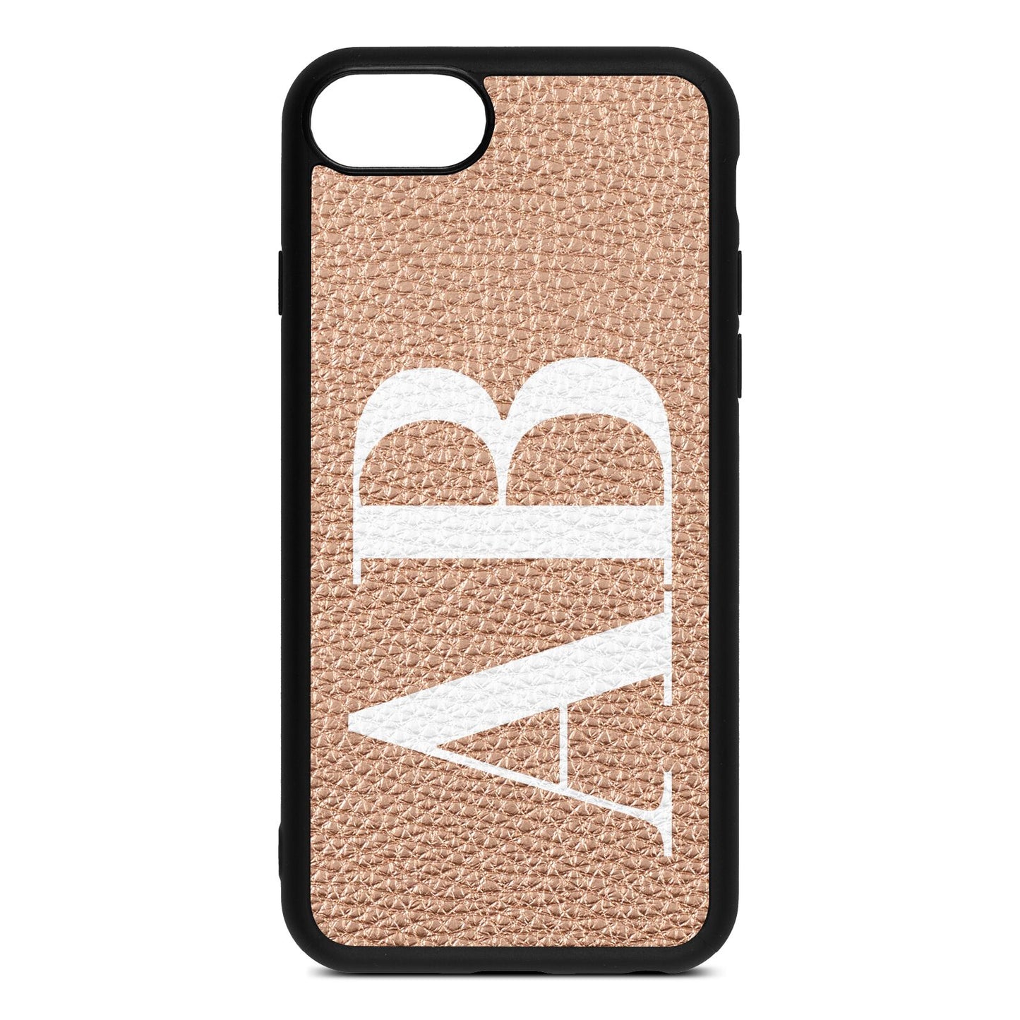 Personalised Bold Font Rose Gold Pebble Leather iPhone 8 Case