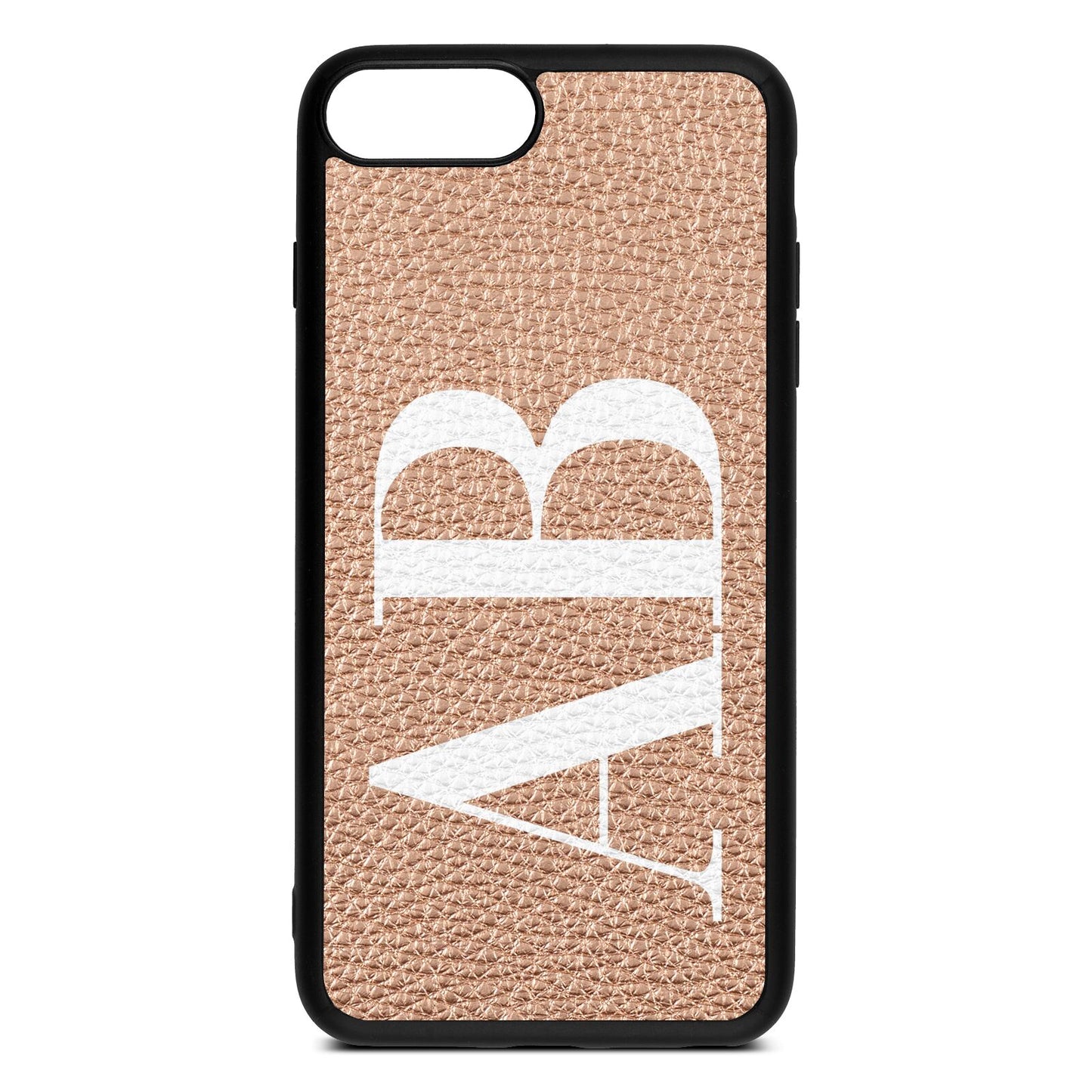 Personalised Bold Font Rose Gold Pebble Leather iPhone 8 Plus Case