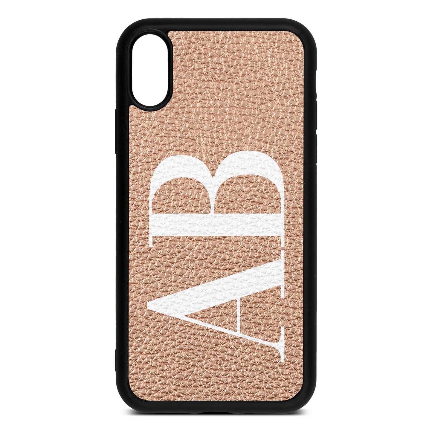 Personalised Bold Font Rose Gold Pebble Leather iPhone Xr Case