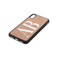 Personalised Bold Font Rose Gold Pebble Leather iPhone Xs Case Side Angle