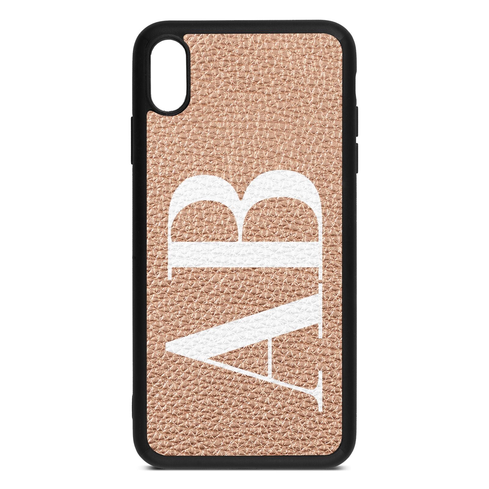 Personalised Bold Font Rose Gold Pebble Leather iPhone Xs Max Case