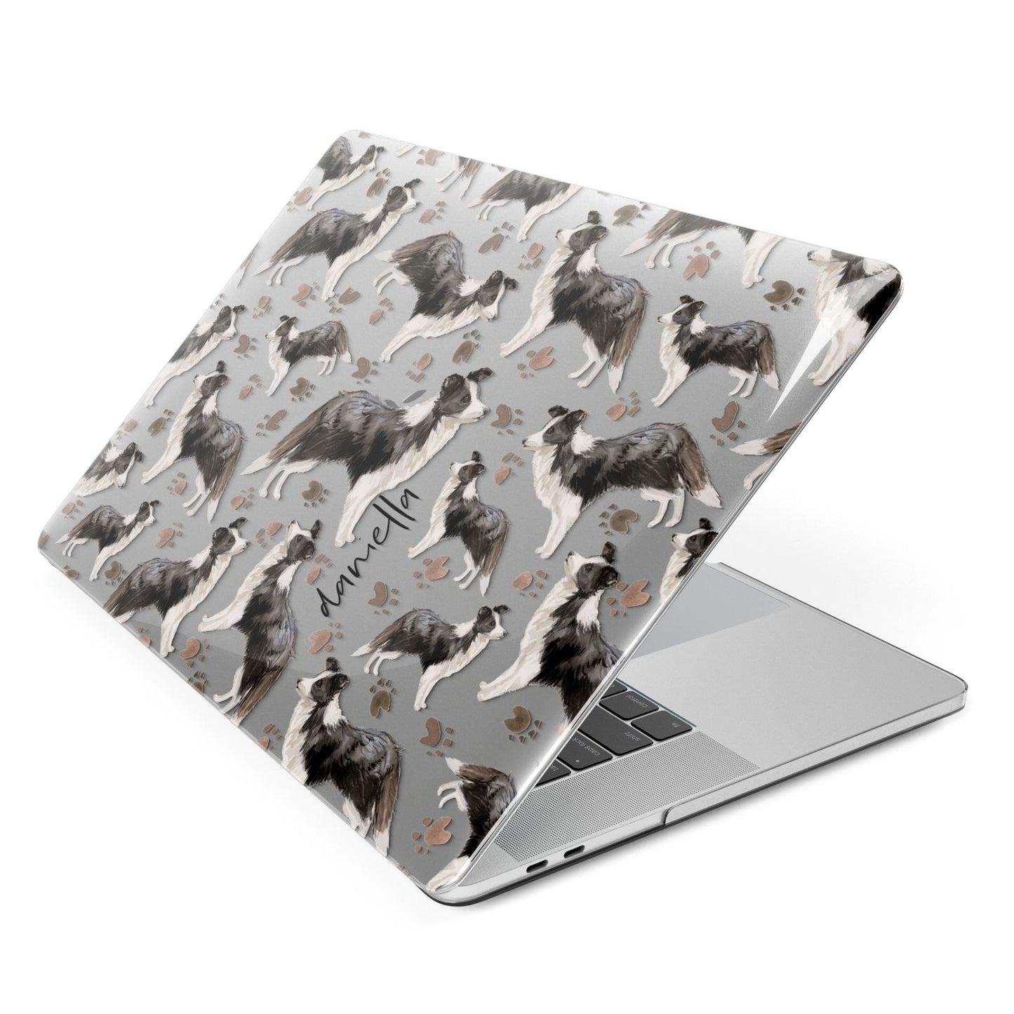 Personalised Border Collie Dog Apple MacBook Case Side View
