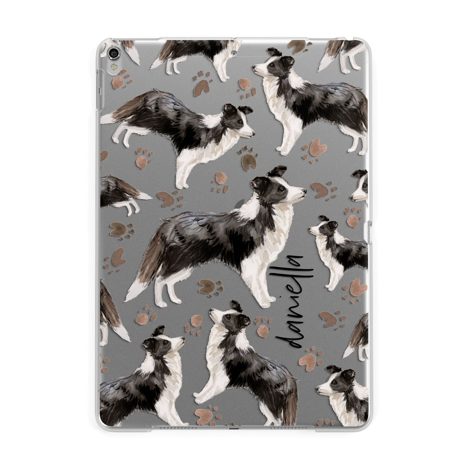 Personalised Border Collie Dog Apple iPad Silver Case