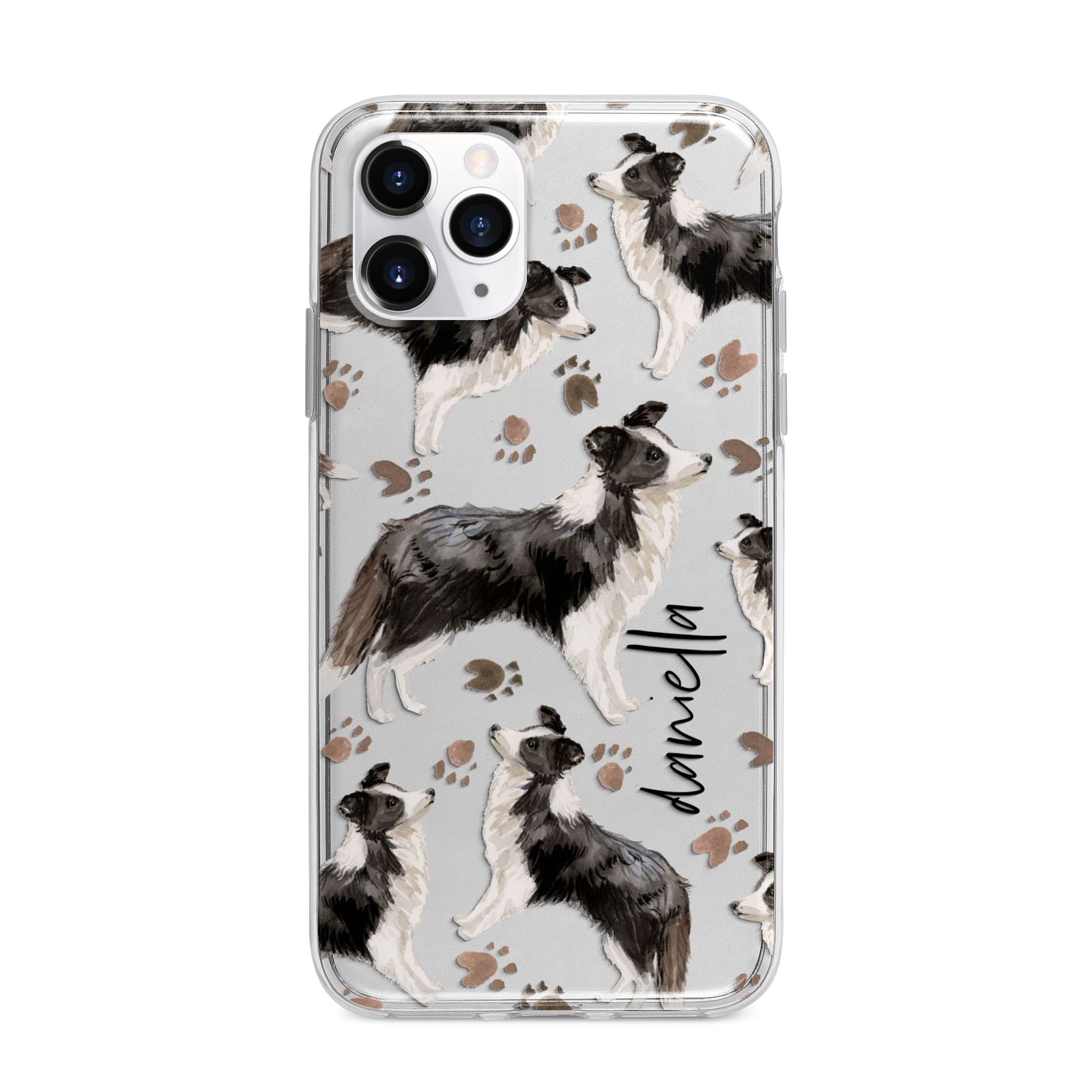 Personalised Border Collie Dog Apple iPhone 11 Pro in Silver with Bumper Case