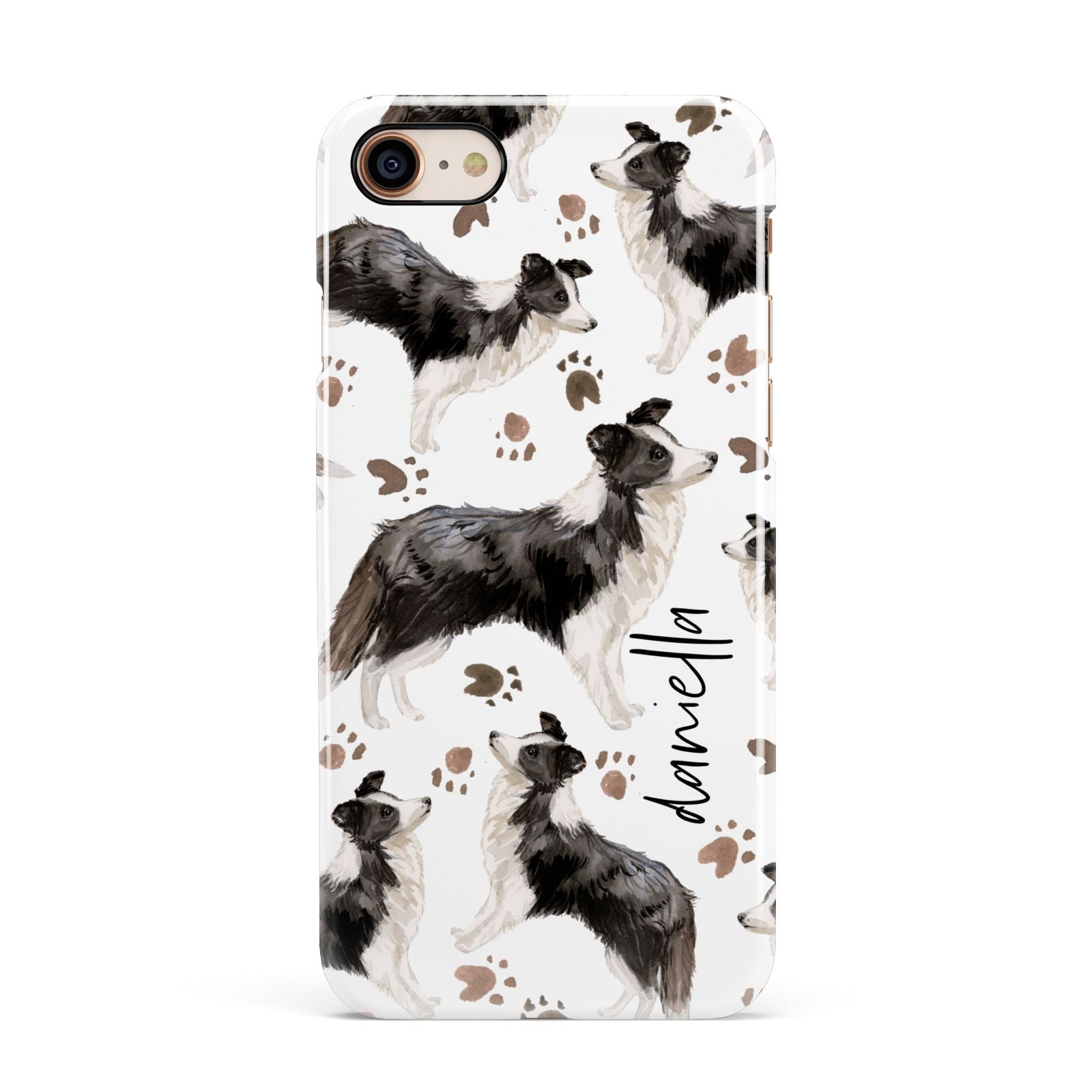 Personalised Border Collie Dog Apple iPhone 7 8 3D Snap Case