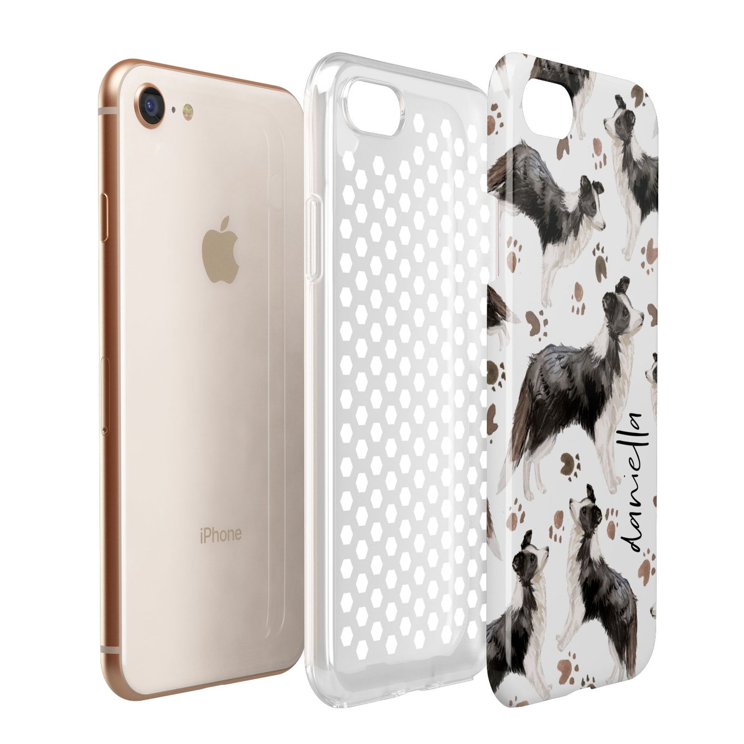 Personalised Border Collie Dog Apple iPhone 7 8 3D Tough Case Expanded View