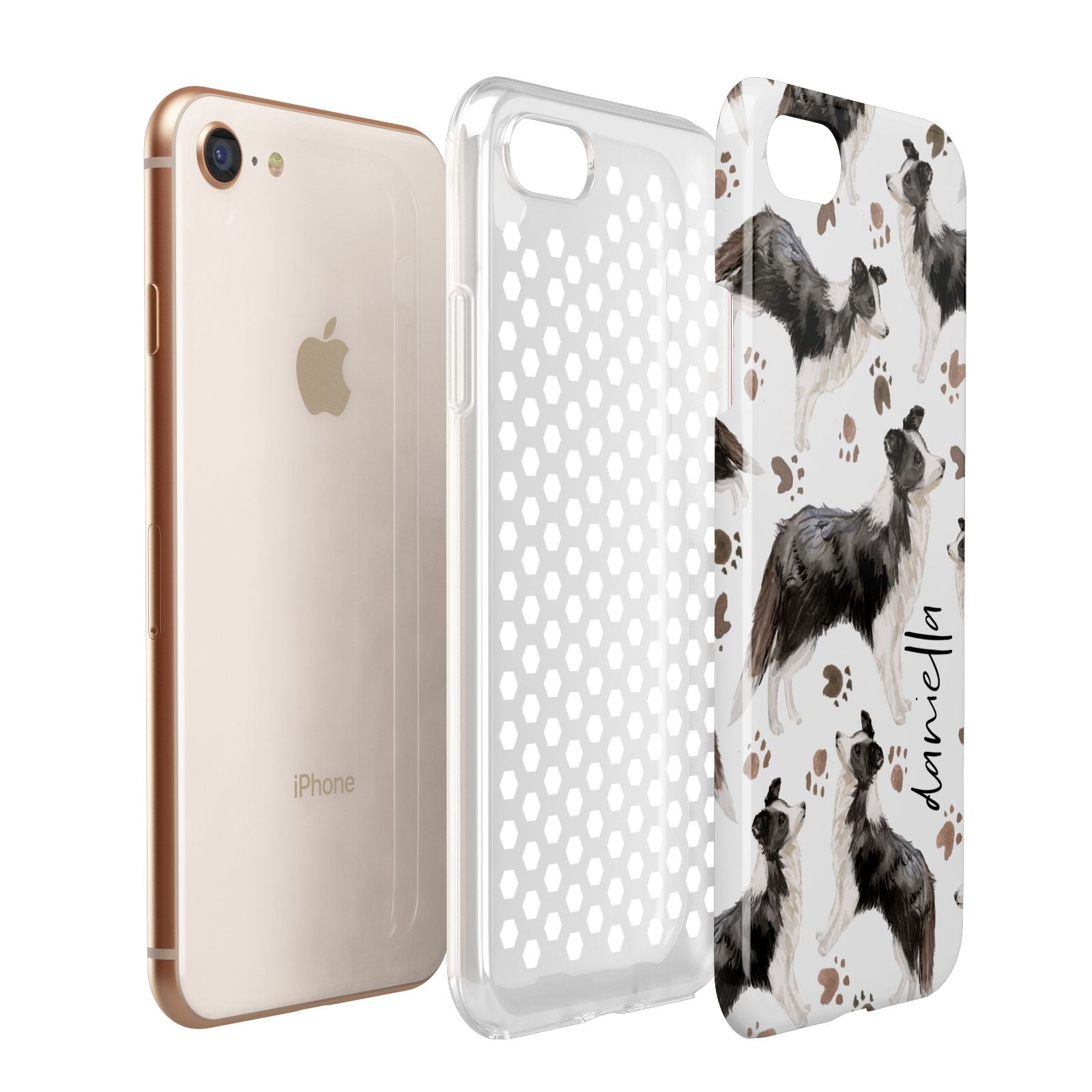 Personalised Border Collie Dog Apple iPhone 7 8 3D Tough Case Expanded View