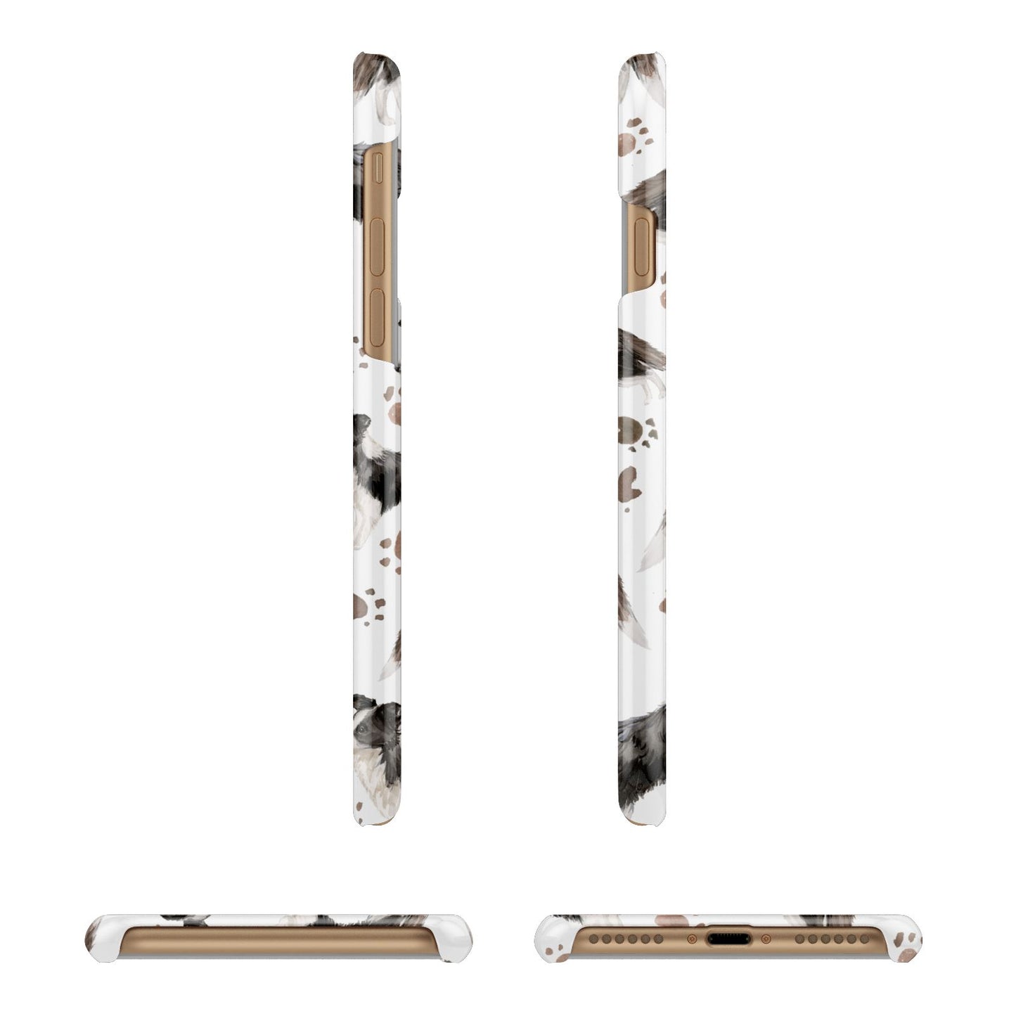 Personalised Border Collie Dog Apple iPhone 7 8 3D Wrap Snap Case Angled Images