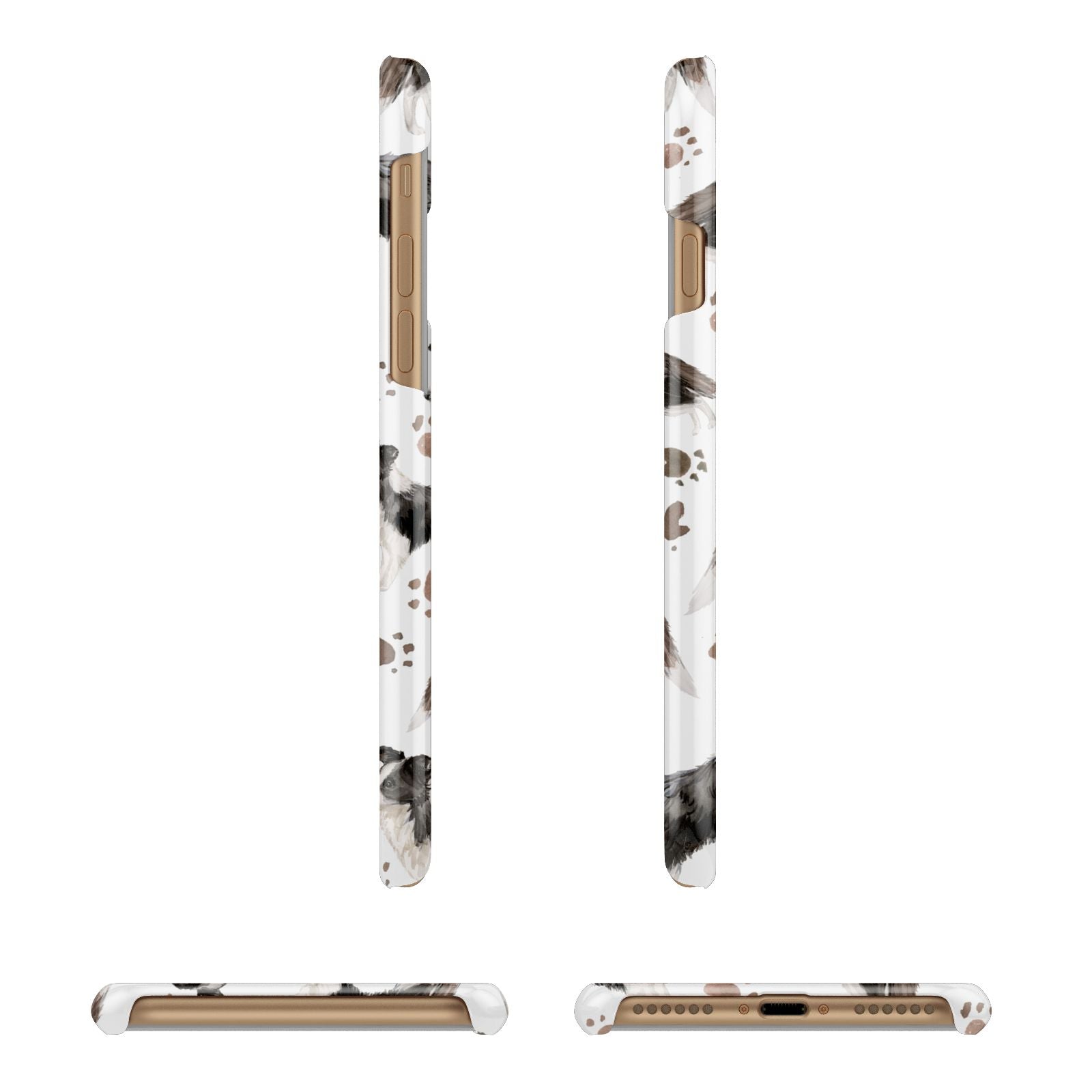 Personalised Border Collie Dog Apple iPhone 7 8 3D Wrap Snap Case Angled Images