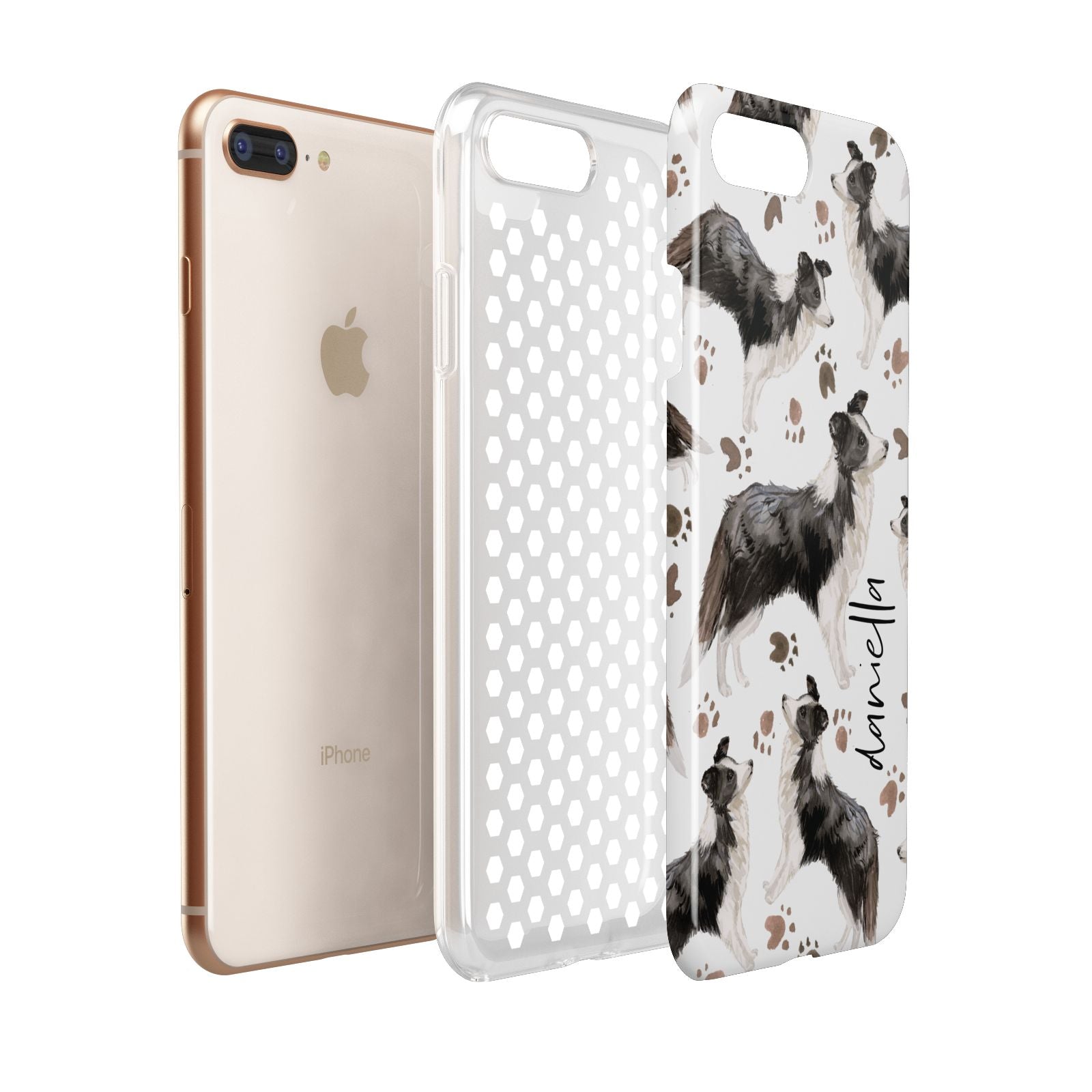 Personalised Border Collie Dog Apple iPhone 7 8 Plus 3D Tough Case Expanded View