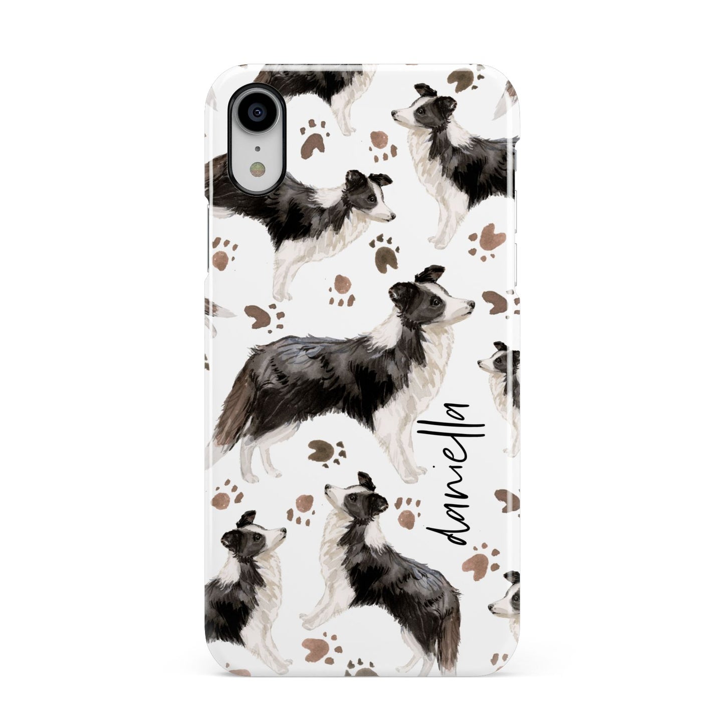 Personalised Border Collie Dog Apple iPhone XR White 3D Snap Case