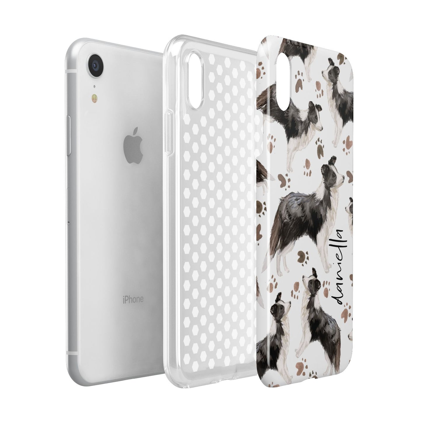 Personalised Border Collie Dog Apple iPhone XR White 3D Tough Case Expanded view