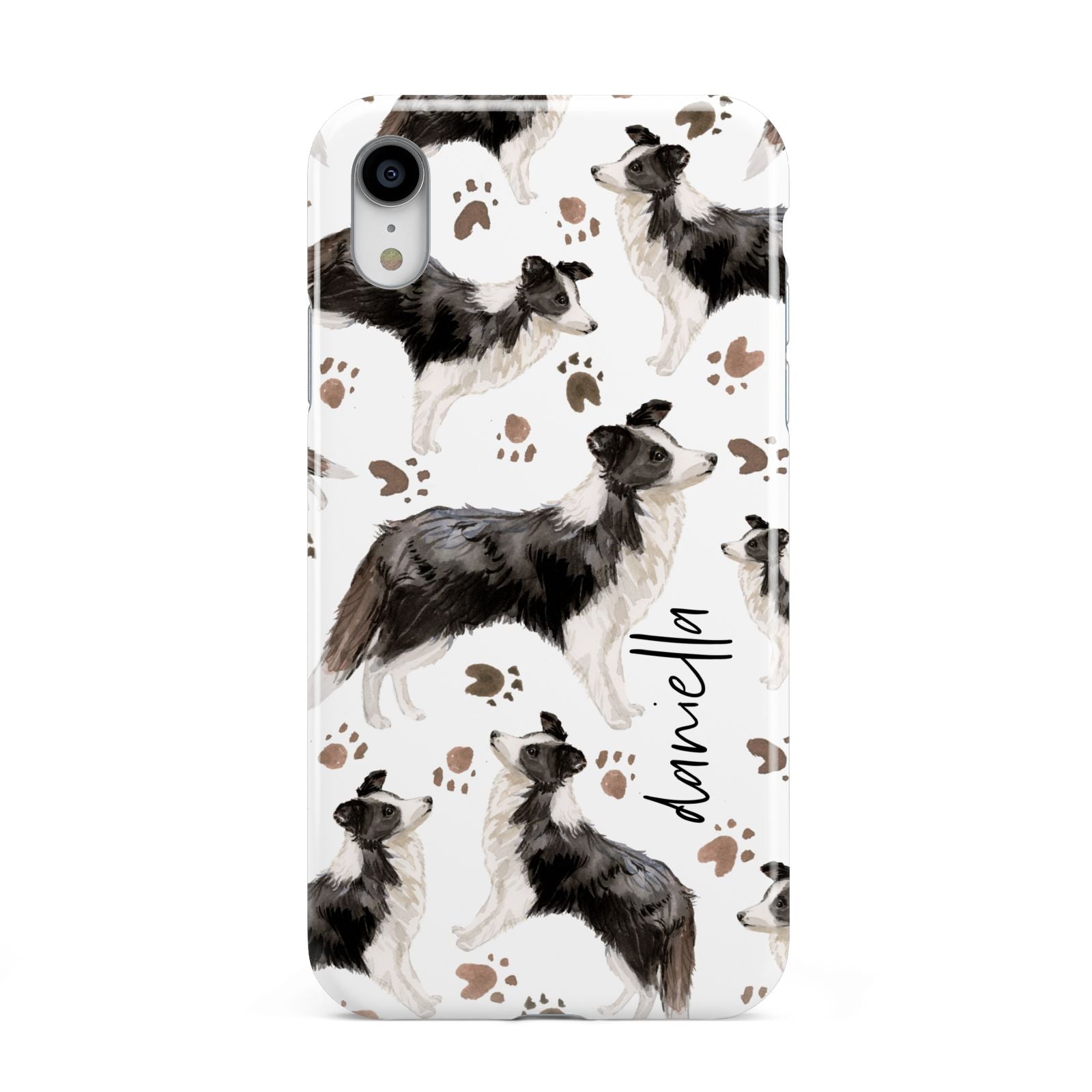 Personalised Border Collie Dog Apple iPhone XR White 3D Tough Case