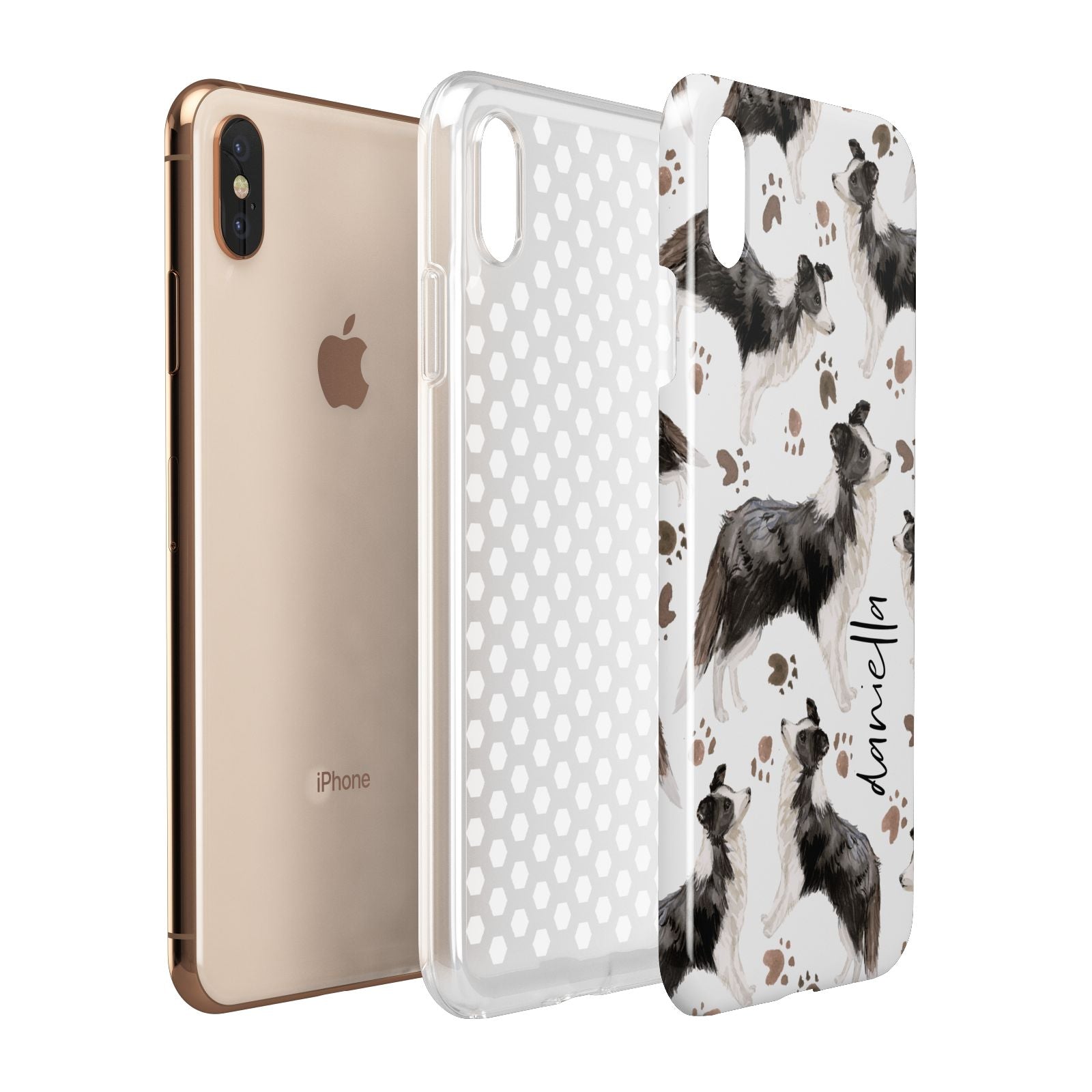 Personalised Border Collie Dog Apple iPhone Xs Max 3D Tough Case Expanded View