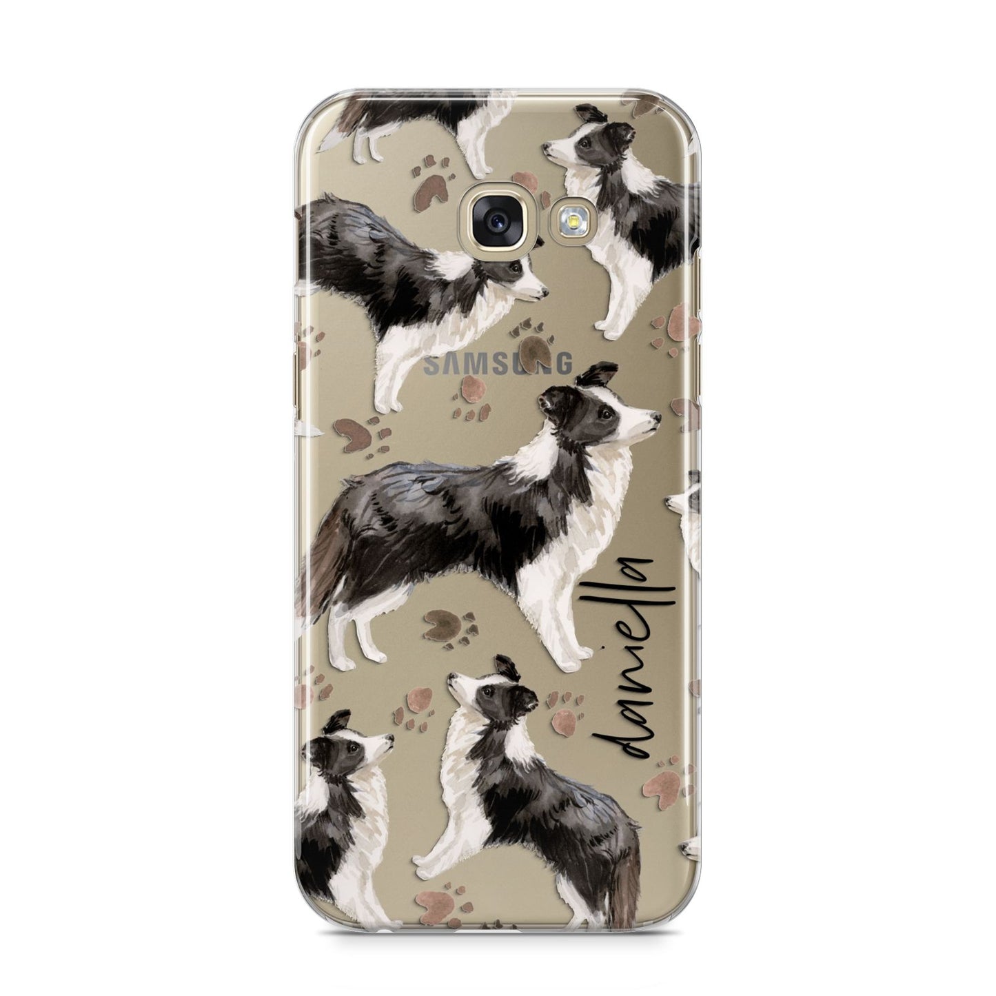 Personalised Border Collie Dog Samsung Galaxy A5 2017 Case on gold phone