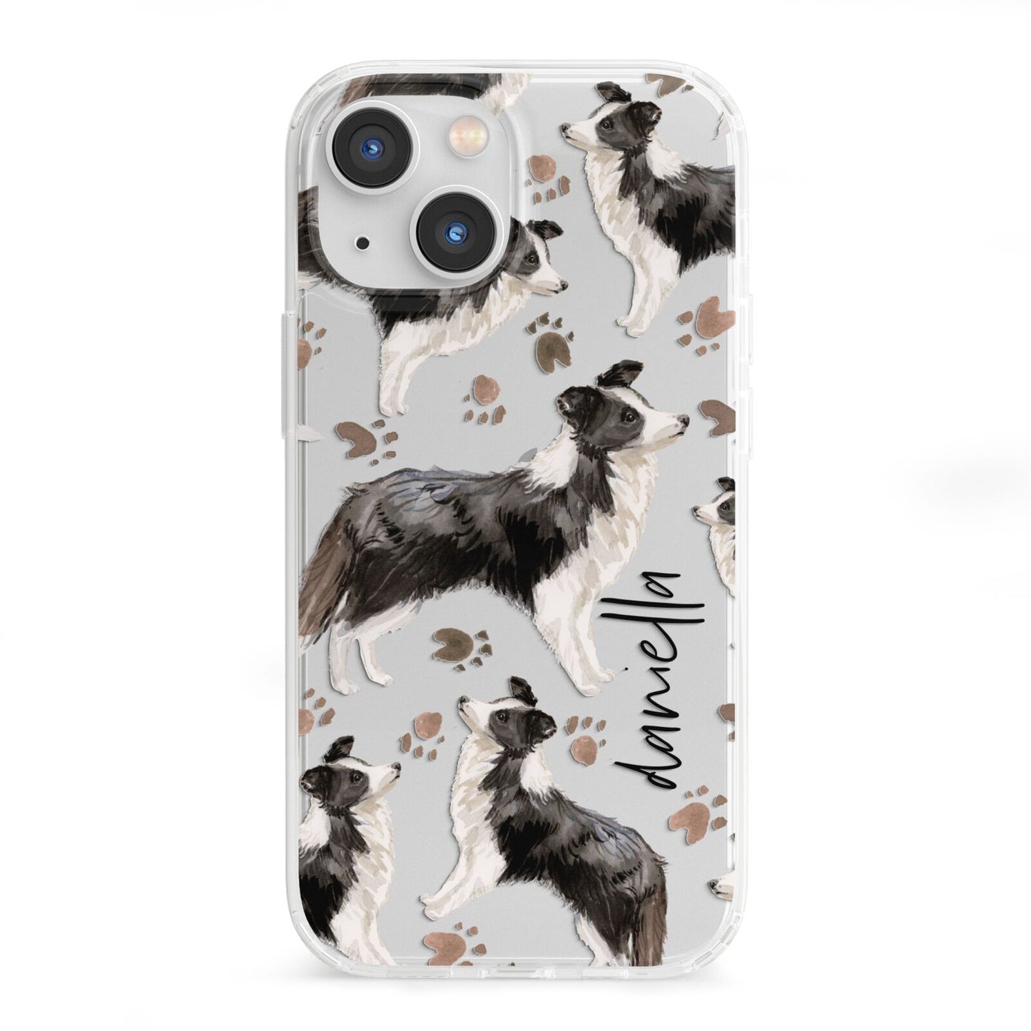 Personalised Border Collie Dog iPhone 13 Mini Clear Bumper Case