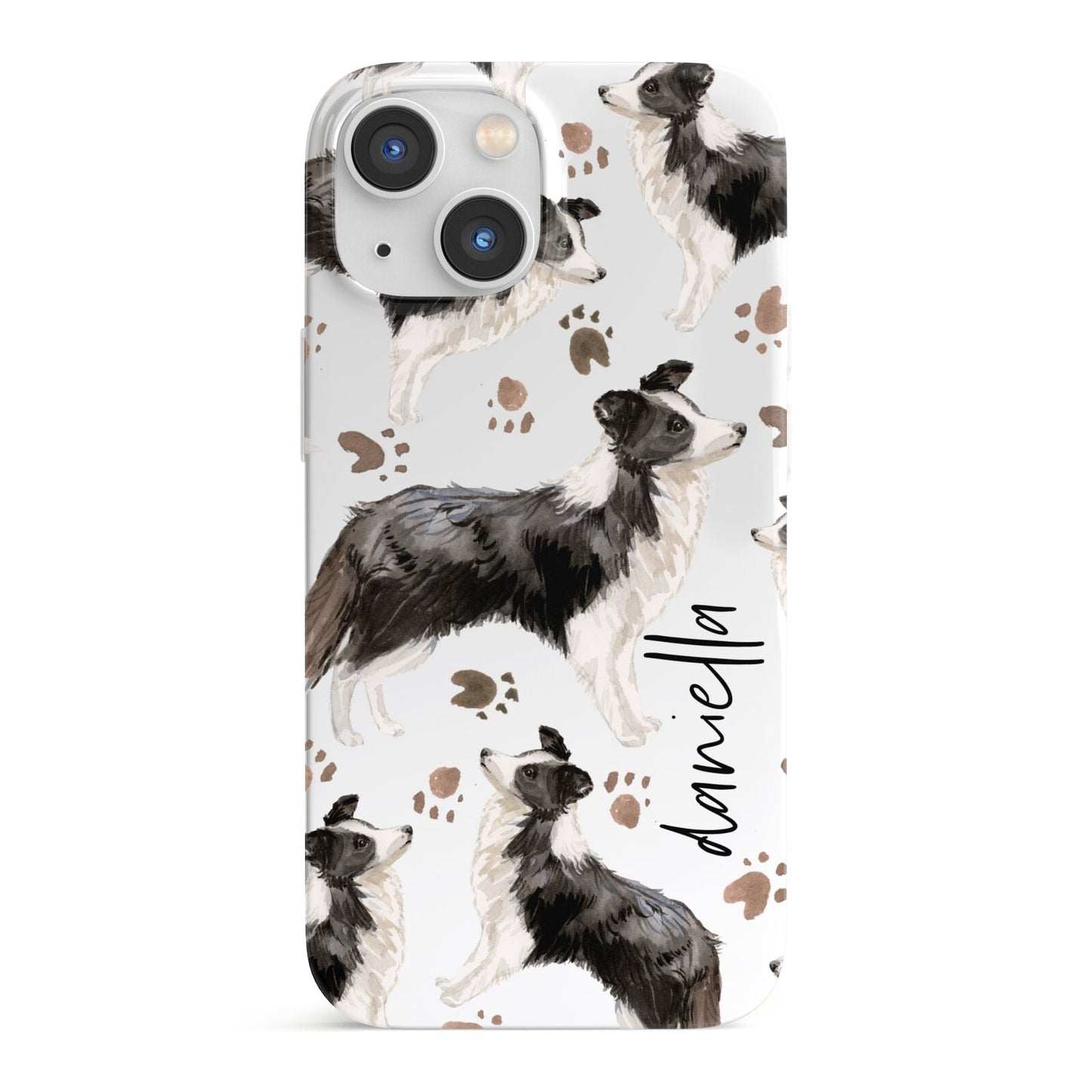 Personalised Border Collie Dog iPhone 13 Mini Full Wrap 3D Snap Case