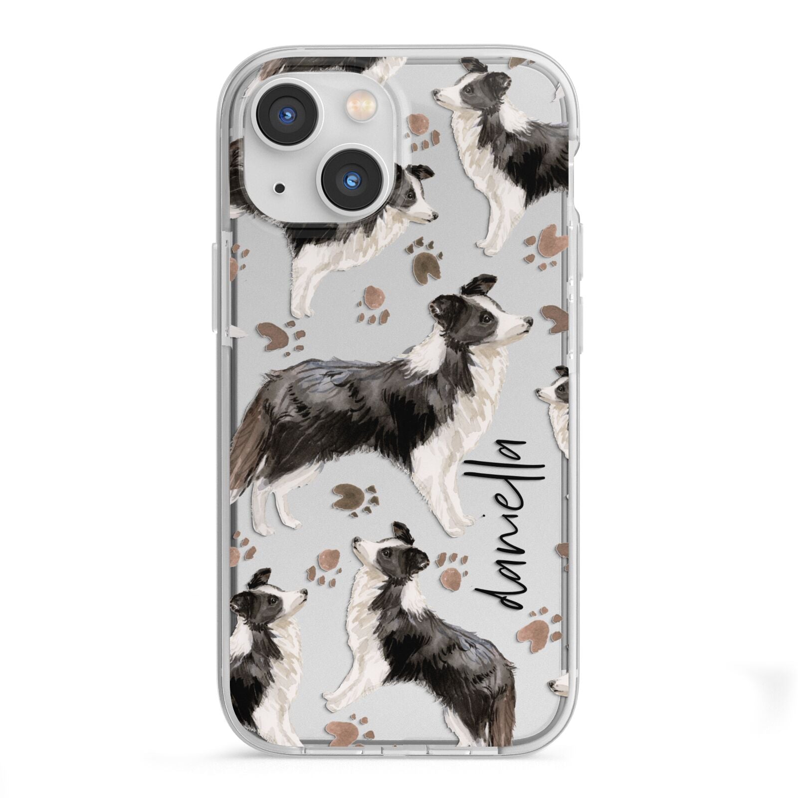 Personalised Border Collie Dog iPhone 13 Mini TPU Impact Case with White Edges