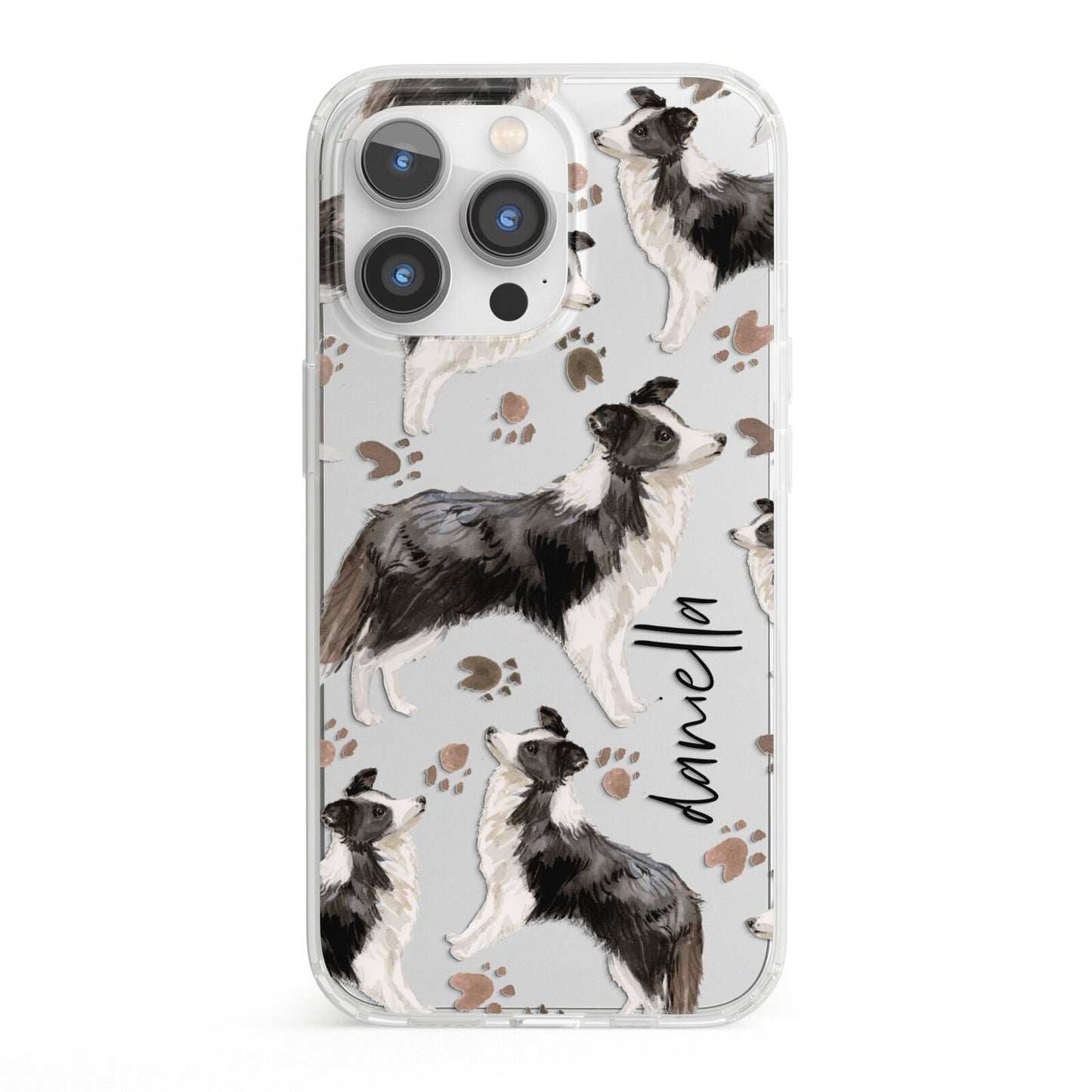 Personalised Border Collie Dog iPhone 13 Pro Clear Bumper Case