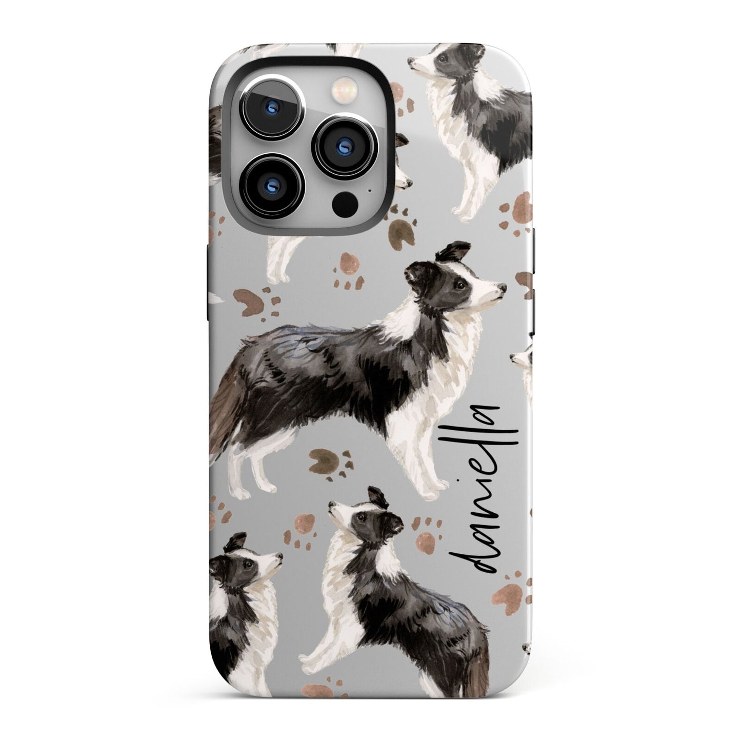 Personalised Border Collie Dog iPhone 13 Pro Full Wrap 3D Tough Case
