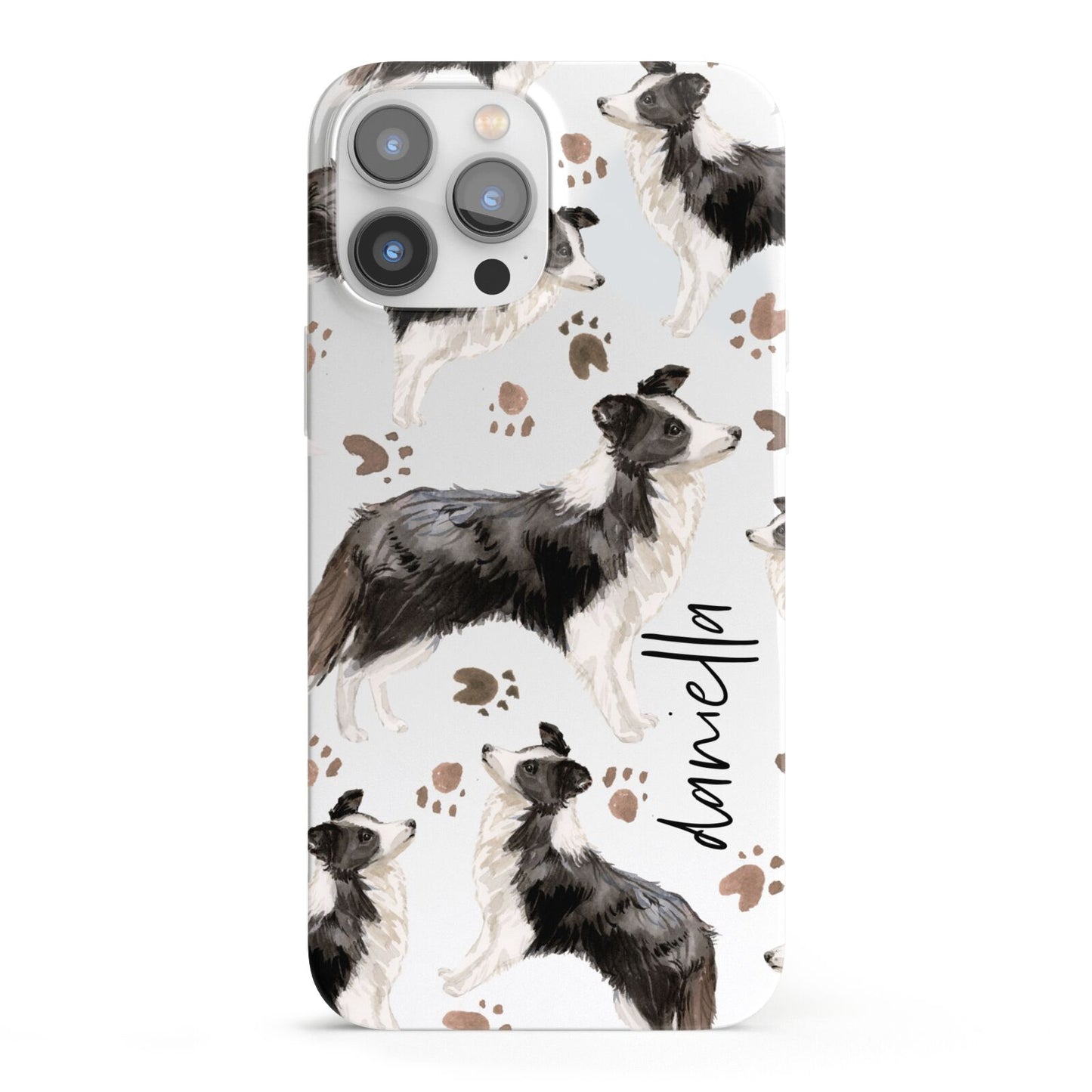 Personalised Border Collie Dog iPhone 13 Pro Max Full Wrap 3D Snap Case