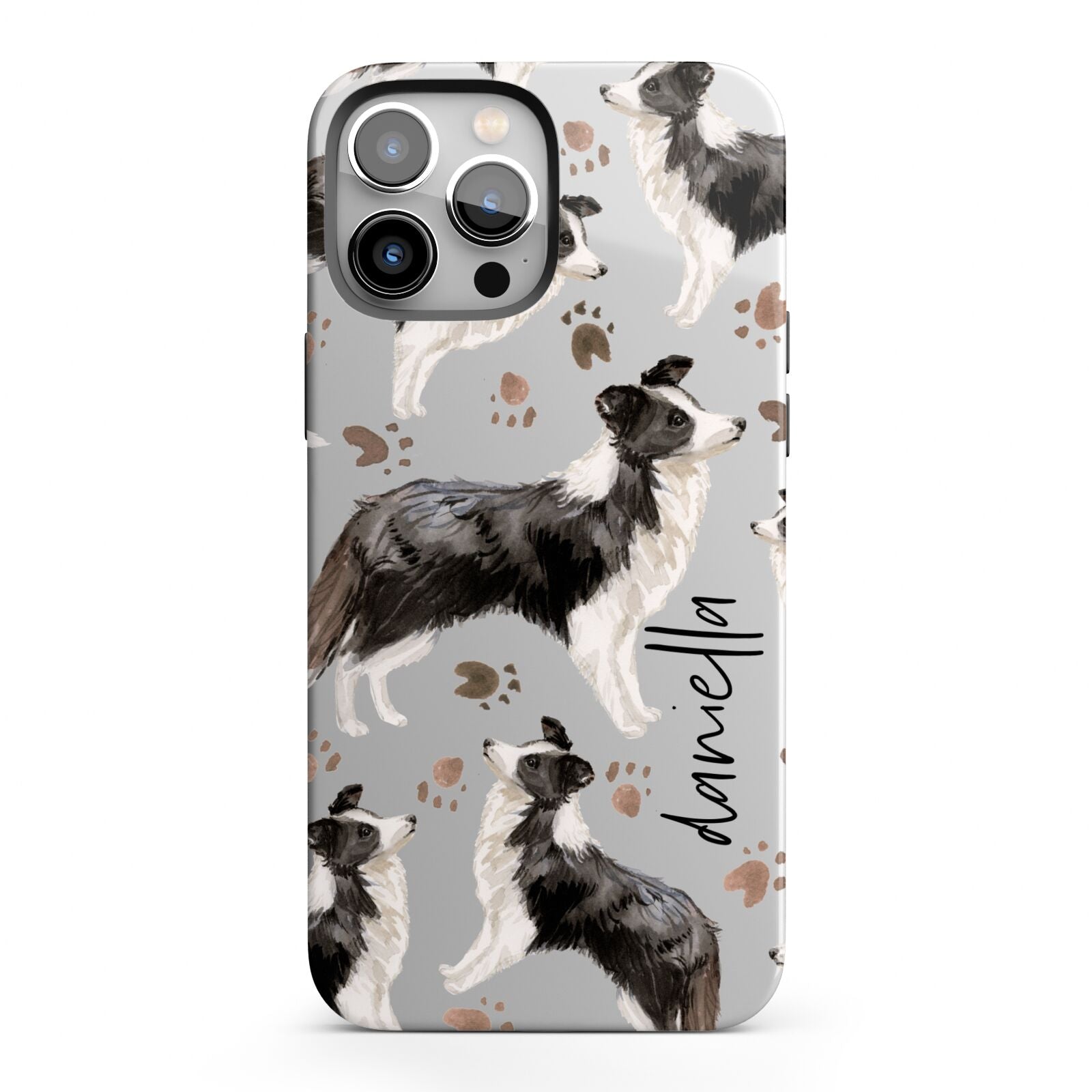Personalised Border Collie Dog iPhone 13 Pro Max Full Wrap 3D Tough Case
