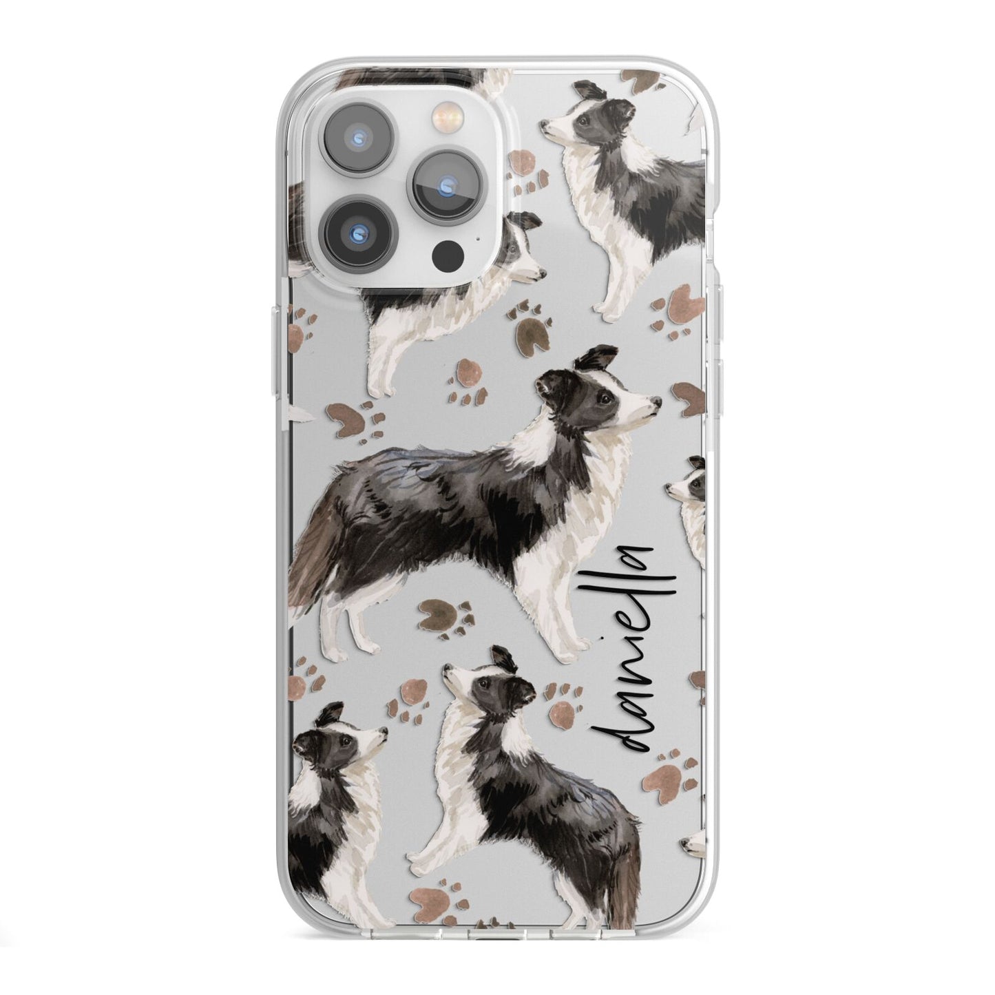 Personalised Border Collie Dog iPhone 13 Pro Max TPU Impact Case with White Edges