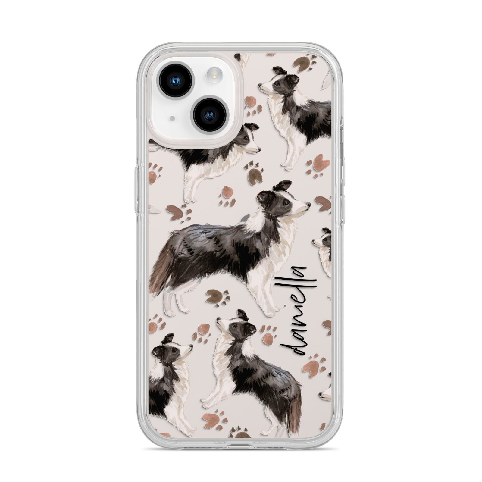 Personalised Border Collie Dog iPhone 14 Clear Tough Case Starlight