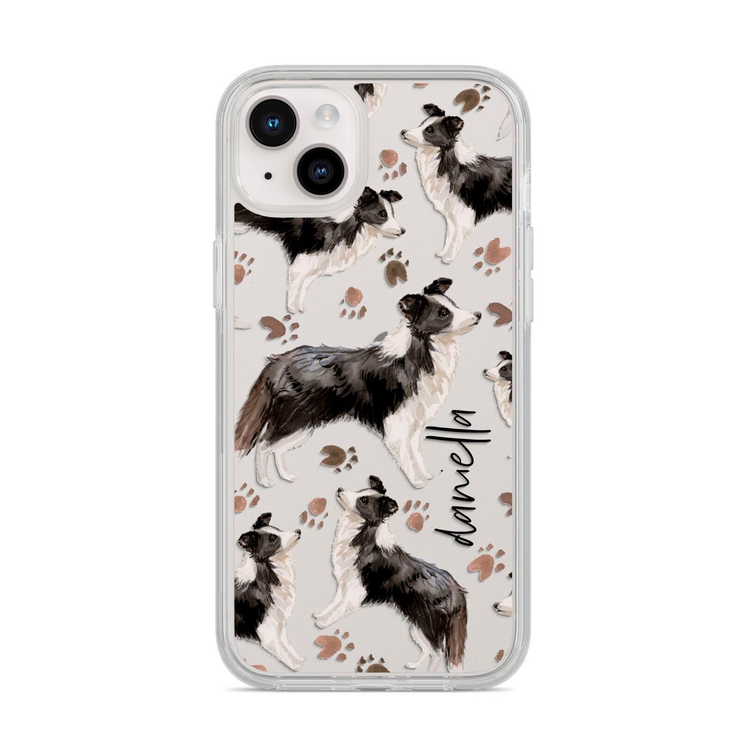 Personalised Border Collie Dog iPhone 14 Plus Clear Tough Case Starlight