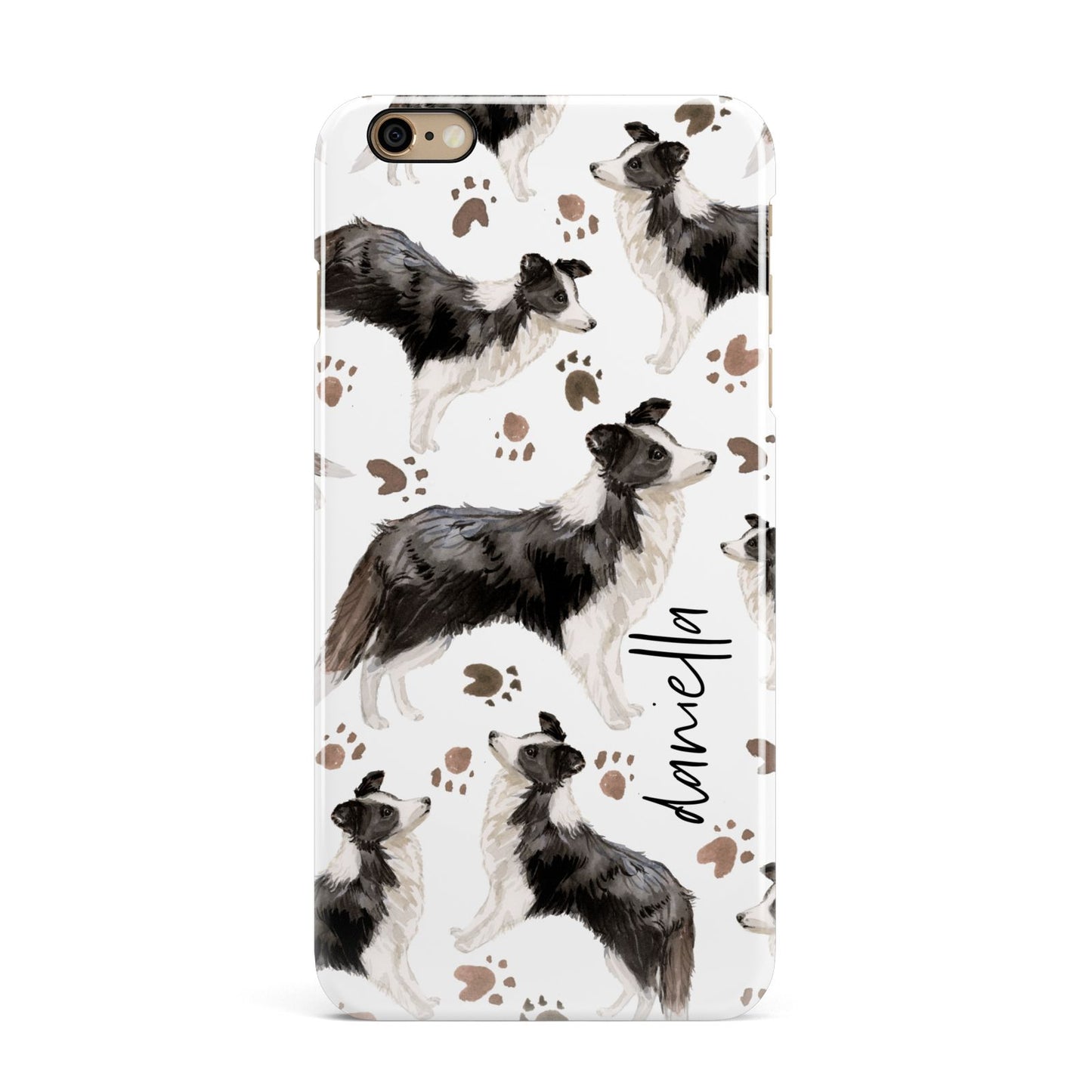 Personalised Border Collie Dog iPhone 6 Plus 3D Snap Case on Gold Phone