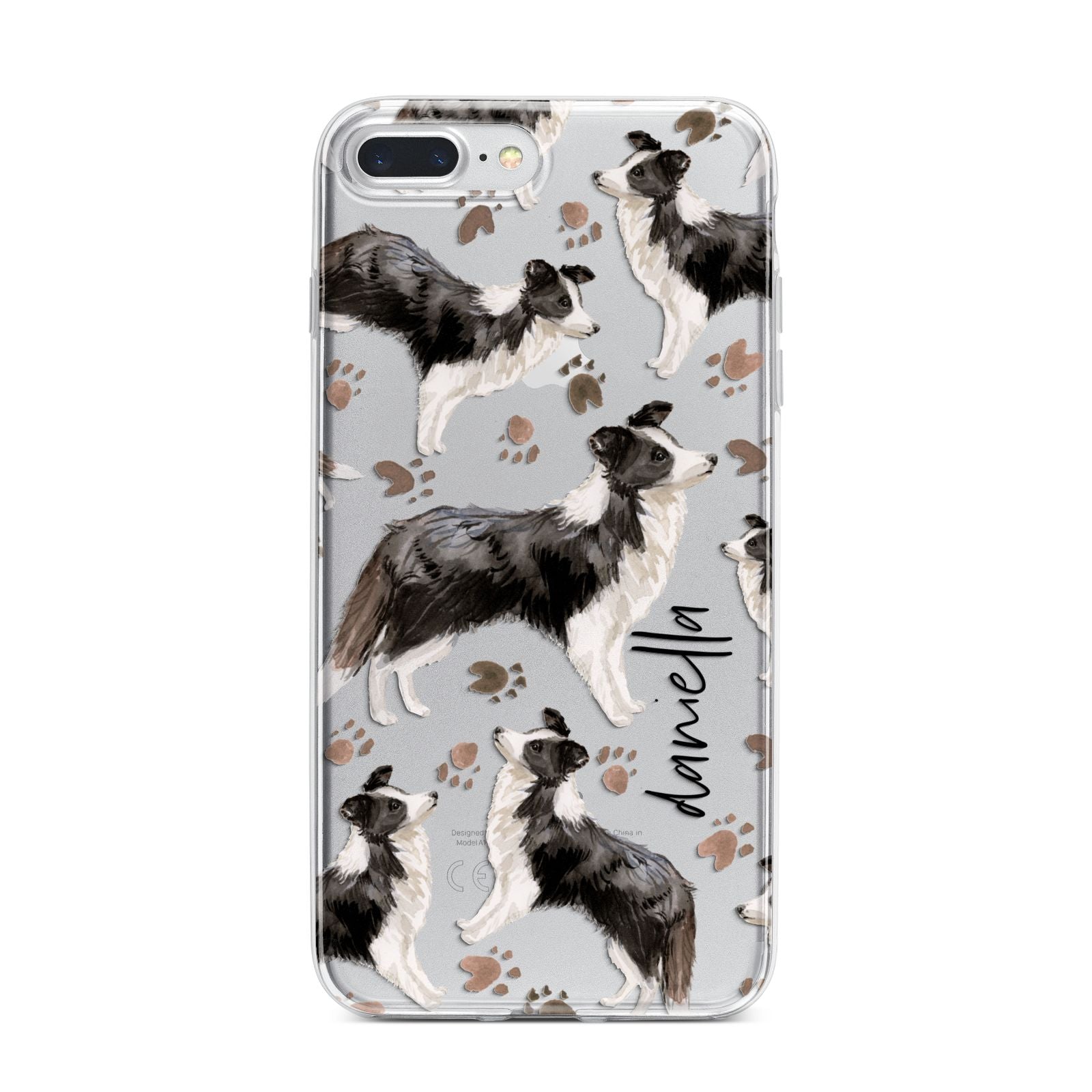 Personalised Border Collie Dog iPhone 7 Plus Bumper Case on Silver iPhone