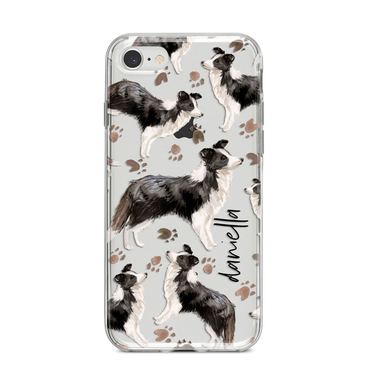 Personalised Border Collie Dog iPhone 8 Bumper Case on Silver iPhone