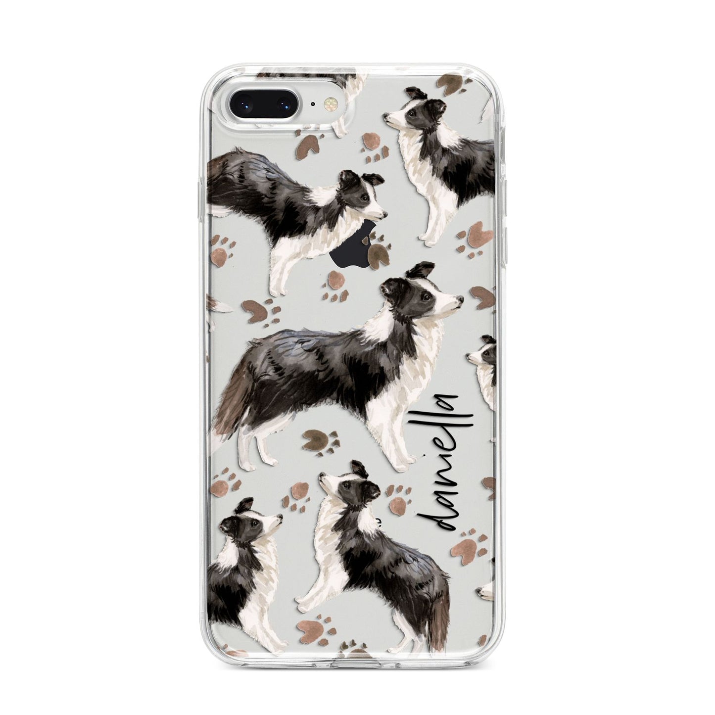 Personalised Border Collie Dog iPhone 8 Plus Bumper Case on Silver iPhone