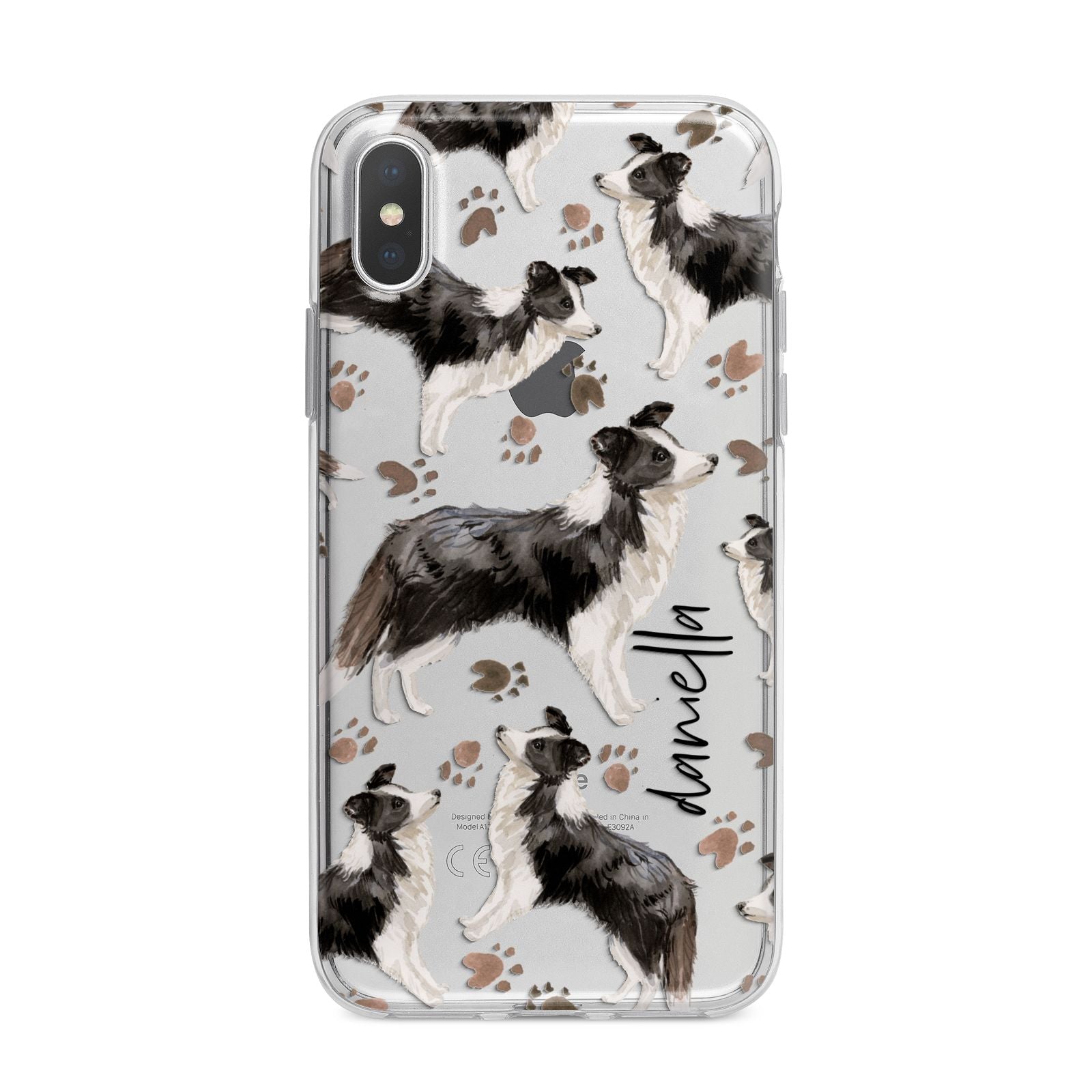 Personalised Border Collie Dog iPhone X Bumper Case on Silver iPhone Alternative Image 1