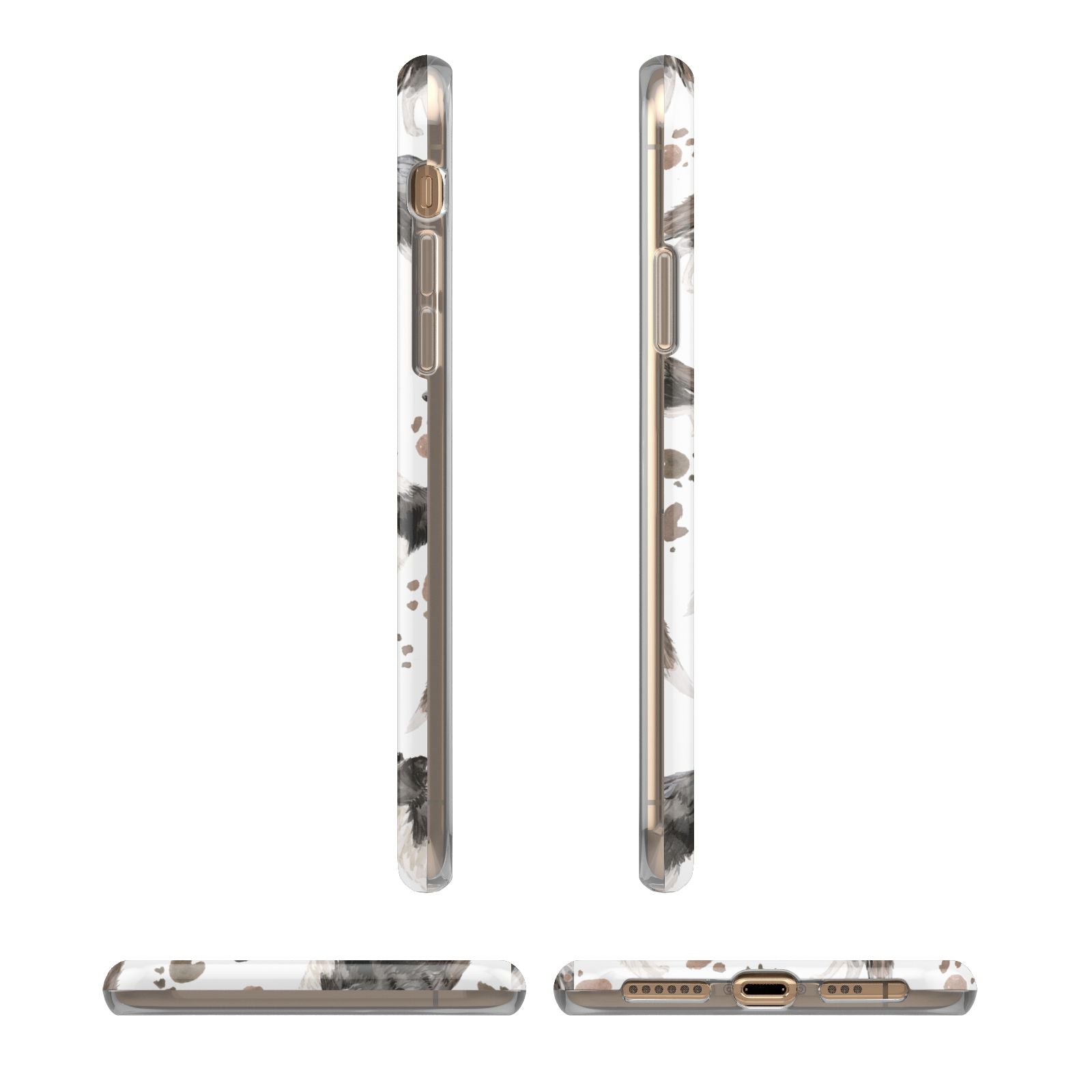 Personalised Border Collie Dog iPhone XS 3D Tough Case in Gold Angled Images