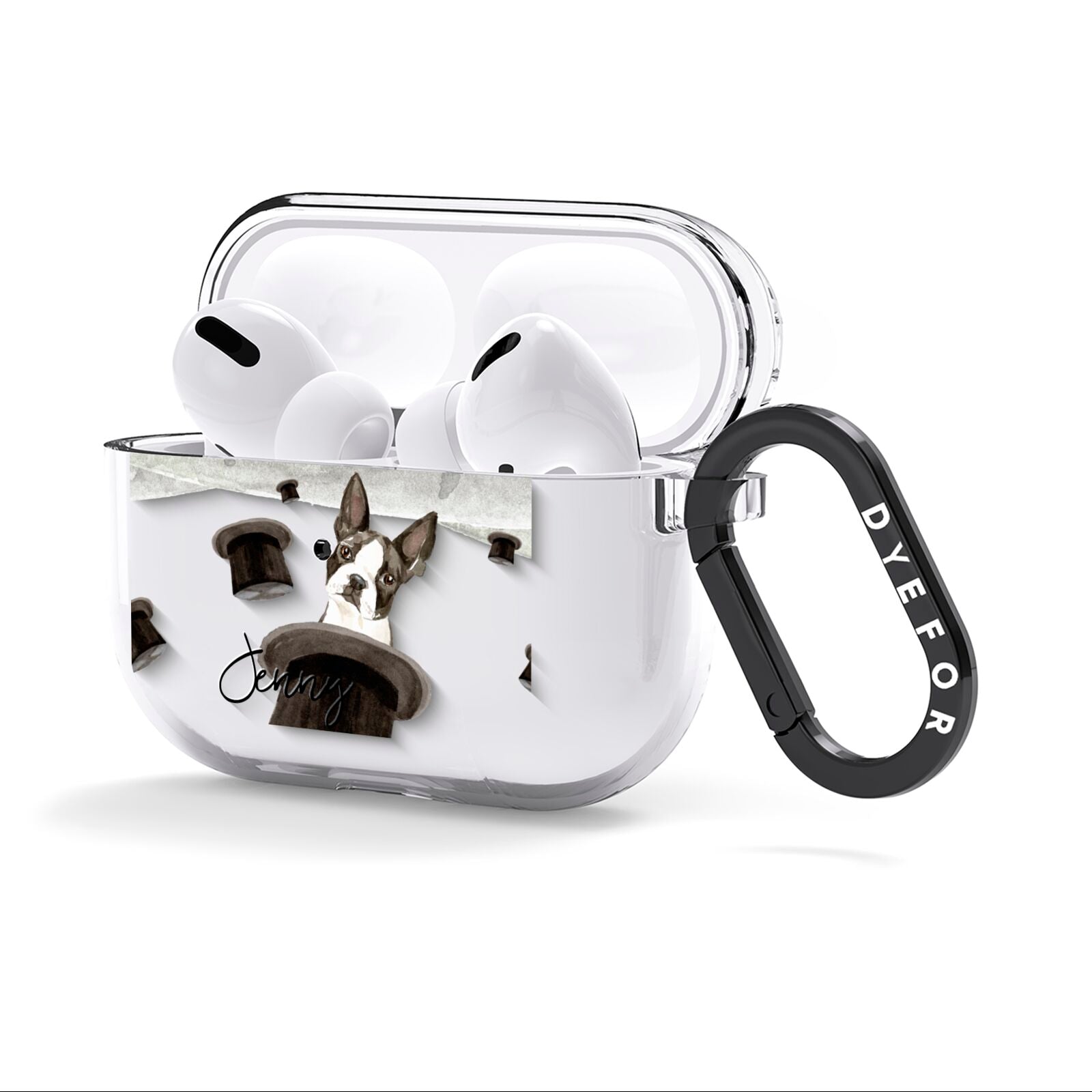 Personalised Boston Terrier AirPods Clear Case 3rd Gen Side Image