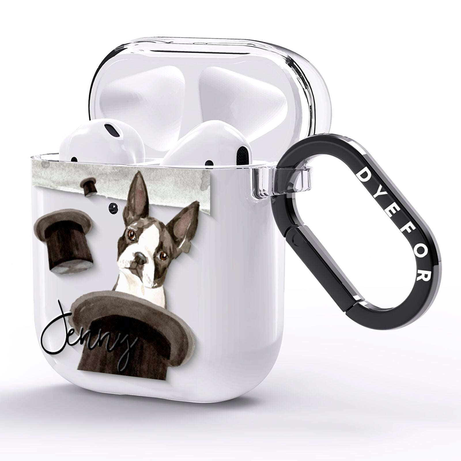 Personalised Boston Terrier AirPods Clear Case Side Image