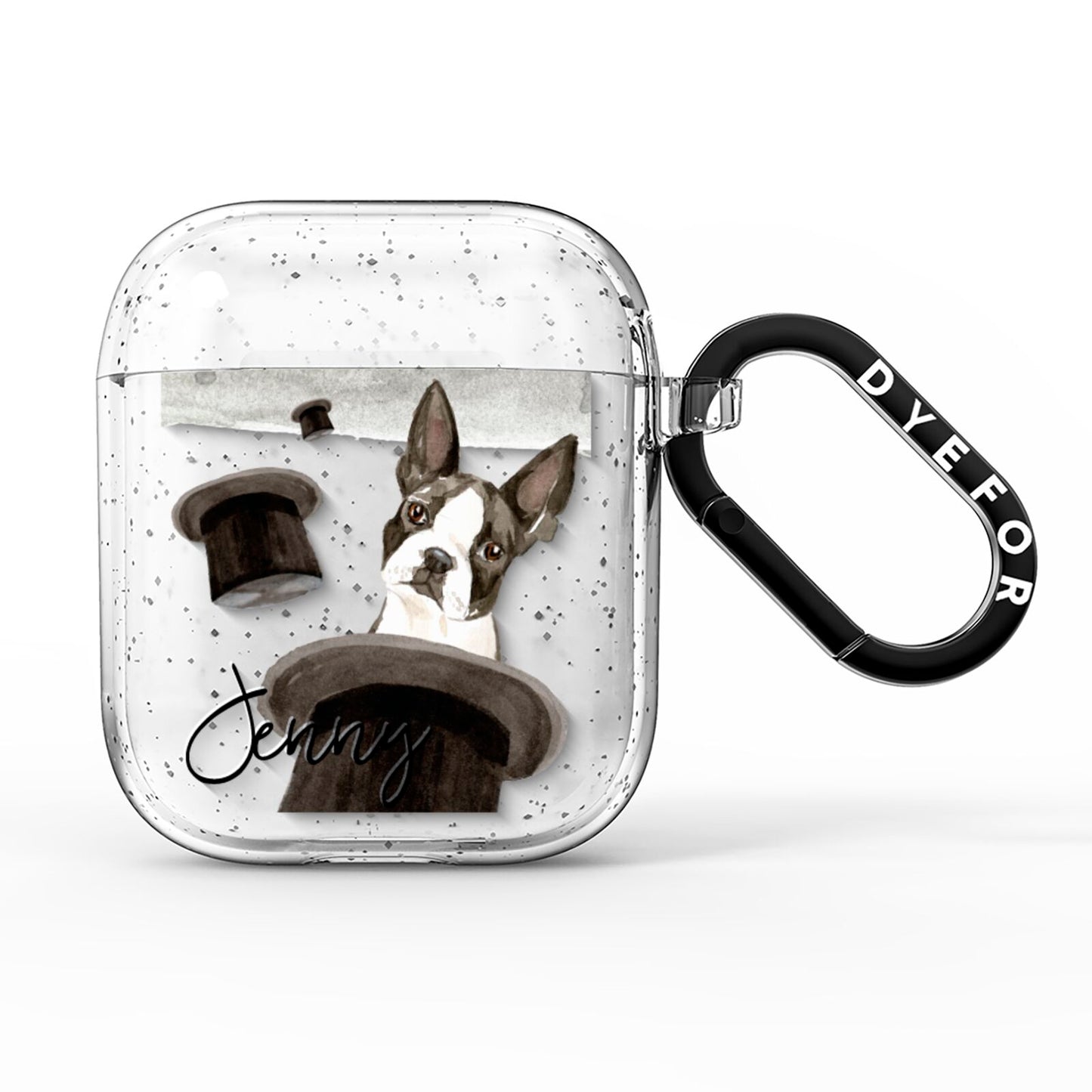 Personalised Boston Terrier AirPods Glitter Case