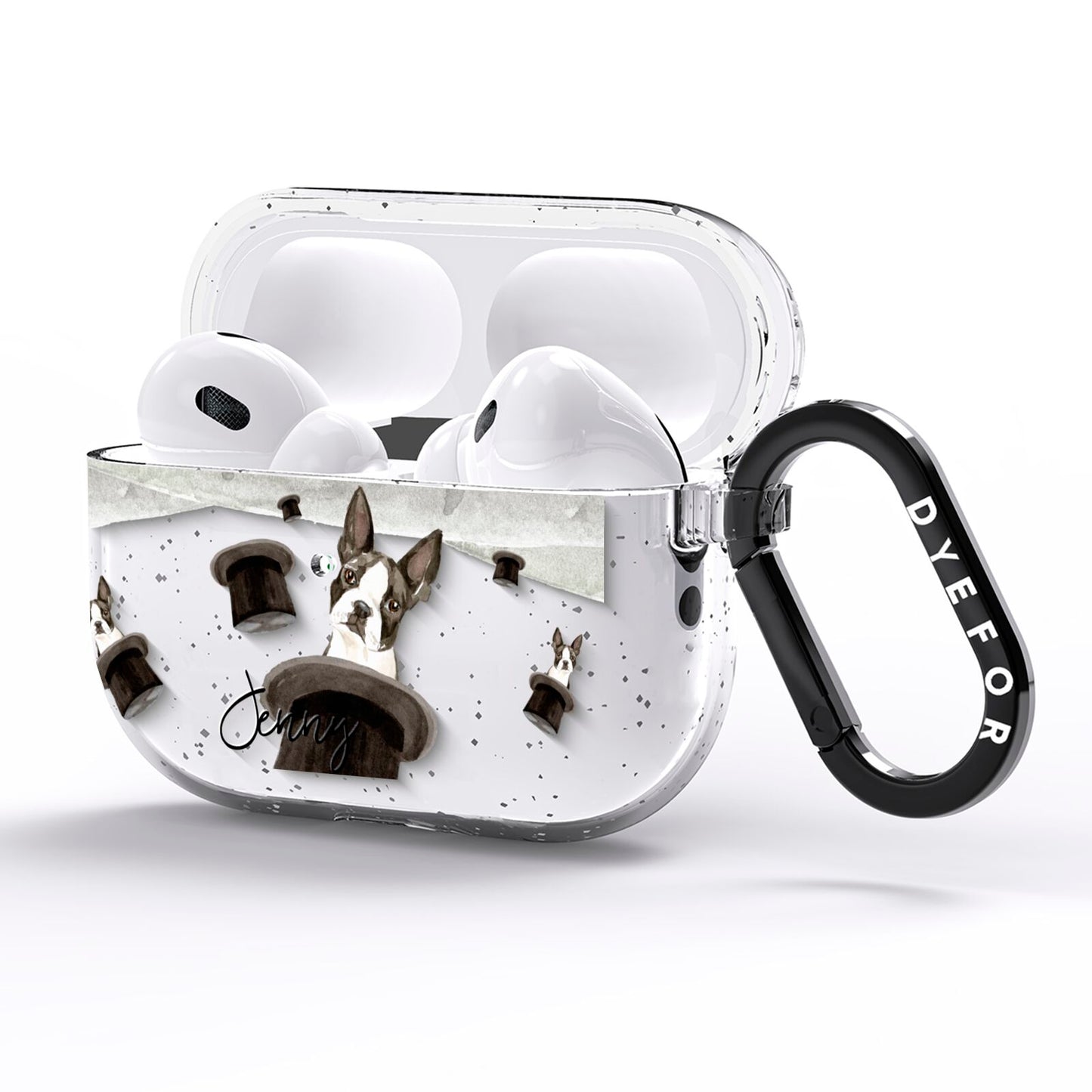 Personalised Boston Terrier AirPods Pro Glitter Case Side Image