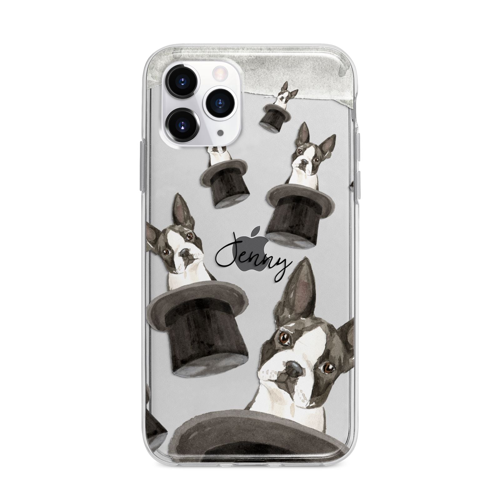 Personalised Boston Terrier Apple iPhone 11 Pro Max in Silver with Bumper Case