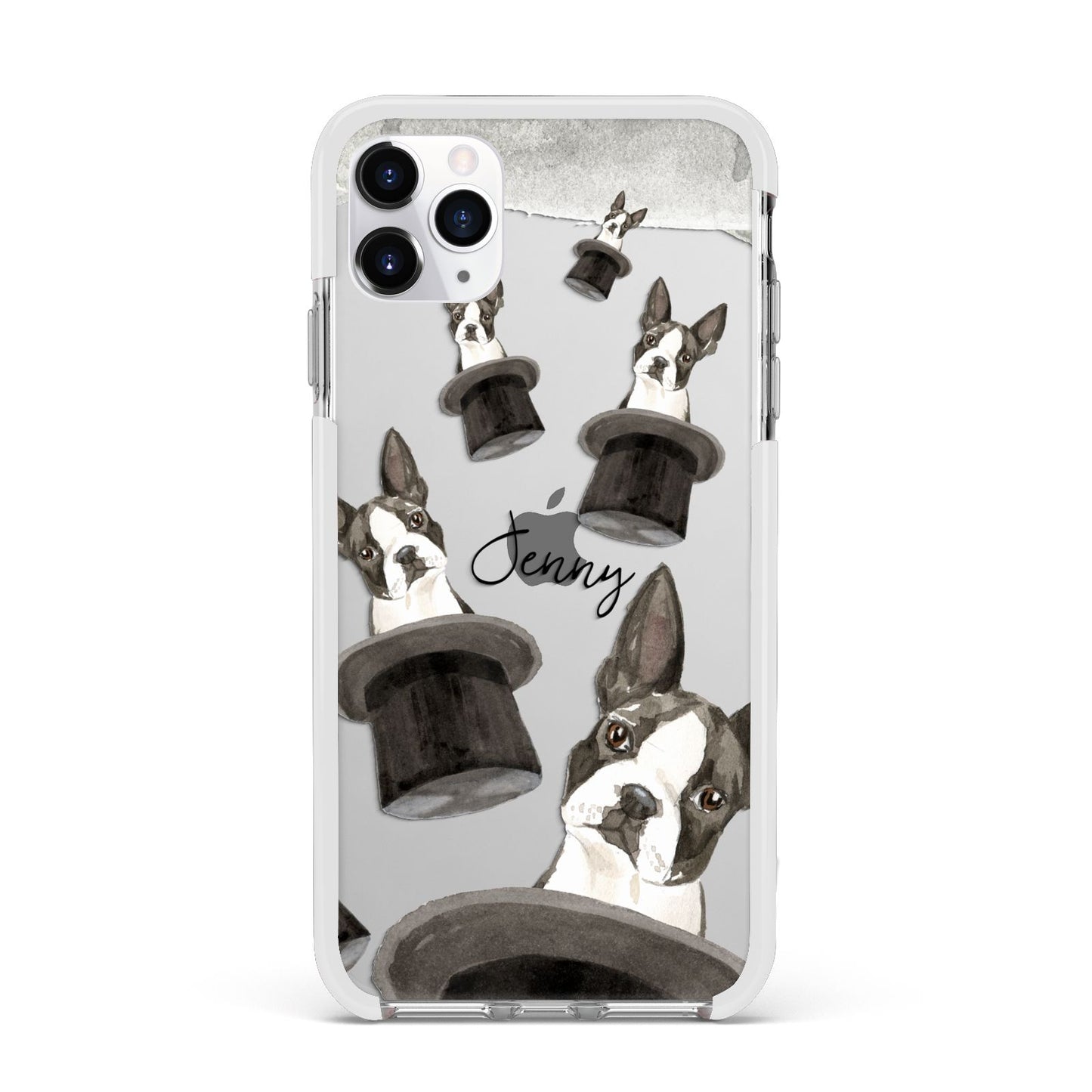 Personalised Boston Terrier Apple iPhone 11 Pro Max in Silver with White Impact Case
