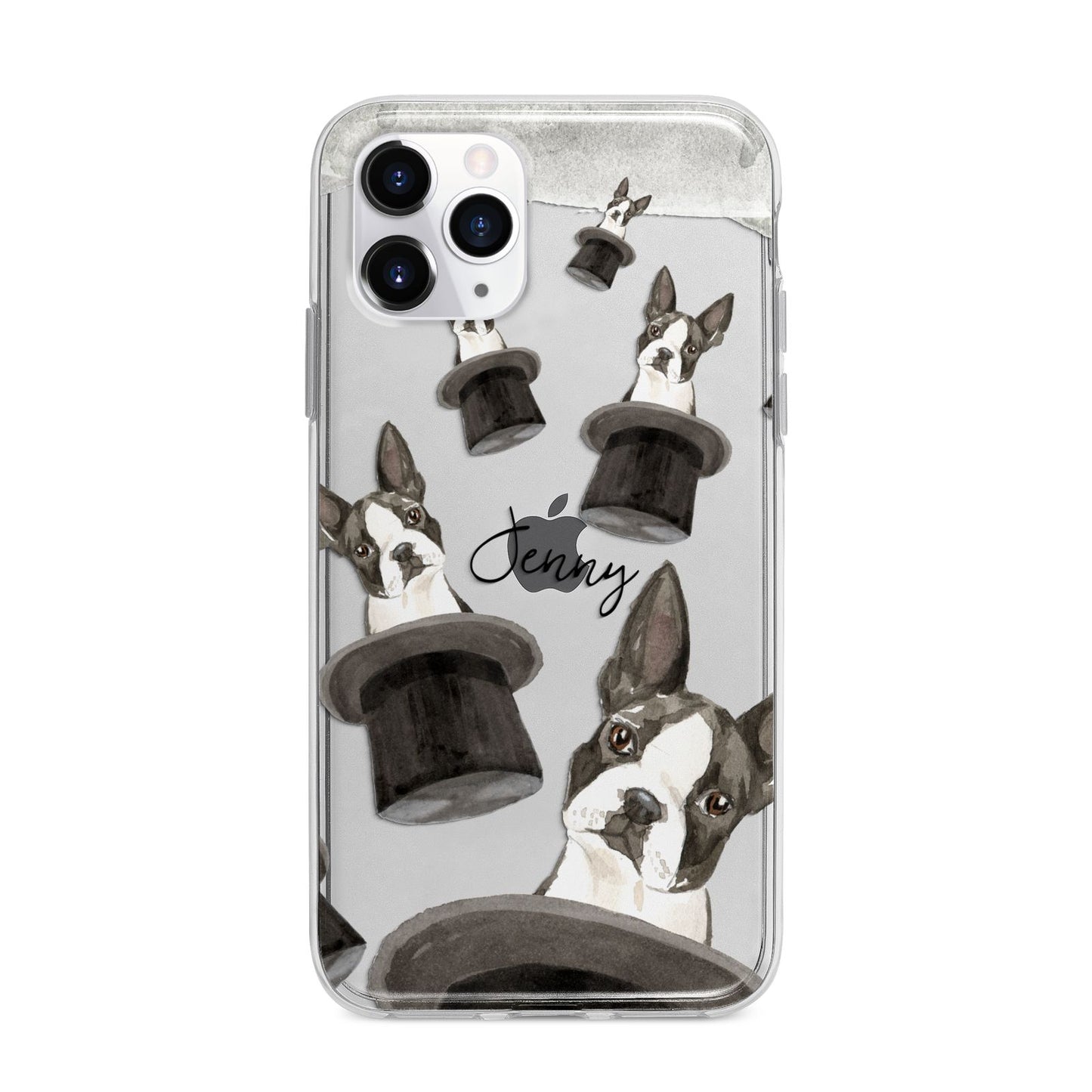 Personalised Boston Terrier Apple iPhone 11 Pro in Silver with Bumper Case